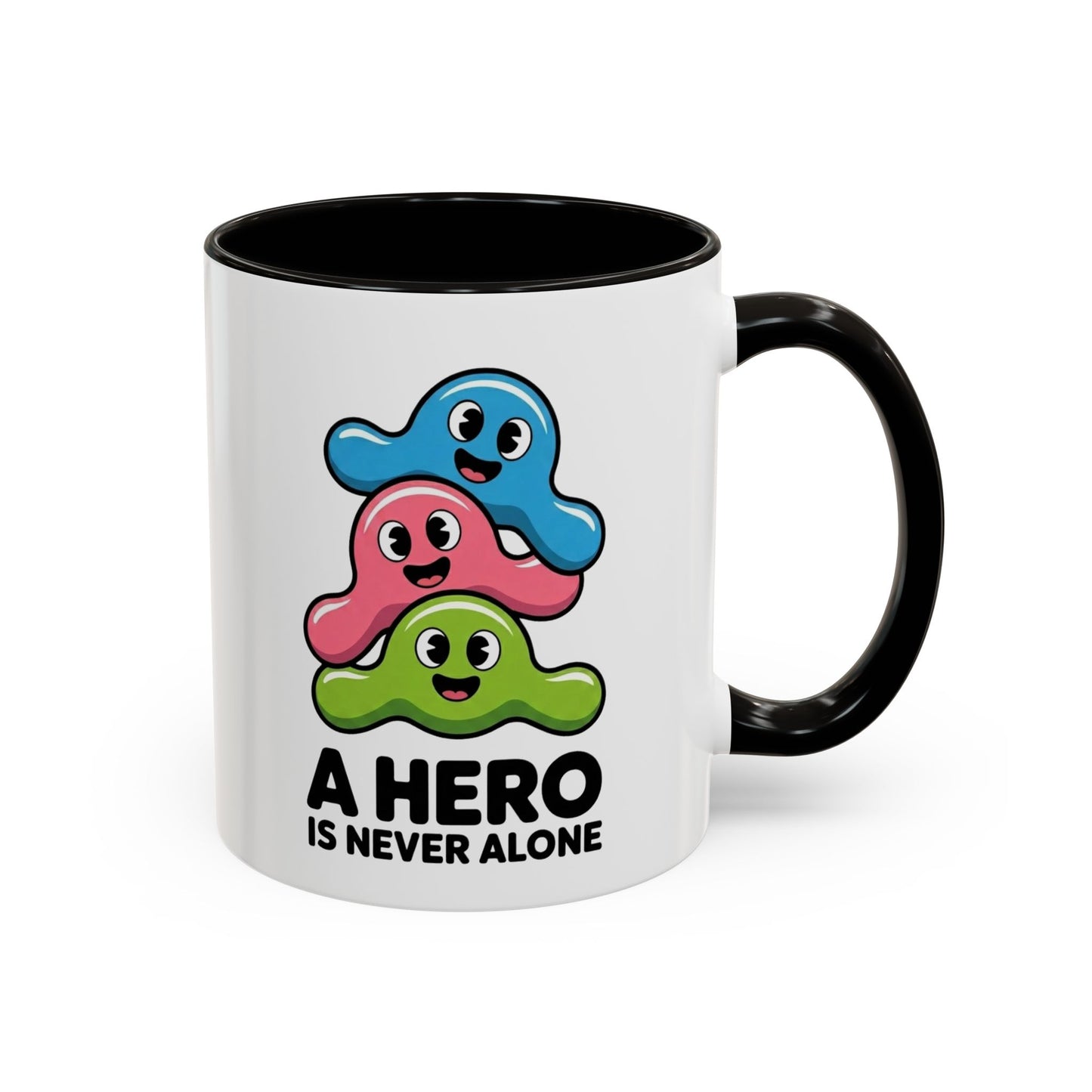 Mug Bactéries Humoristique – Tasse Microbes Fun A Hero Is Never Alone – Cadeau Original Drôle – Céramique 325ml Noir Bleu Rouge