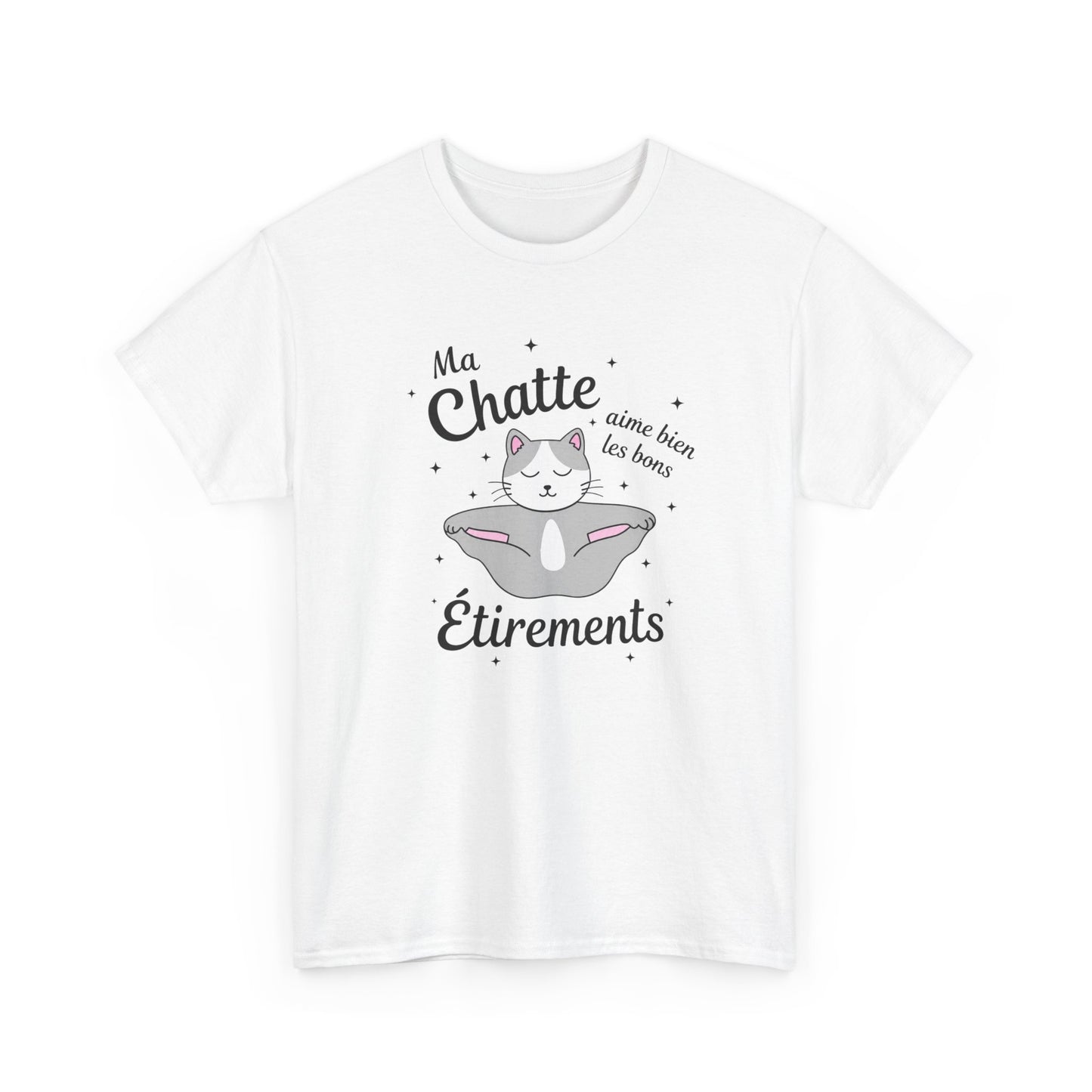Tee-Shirt Chat Humour Femme – Félin Yoga Étirements – Cadeau Original Drôle pour Amoureuse des Chats