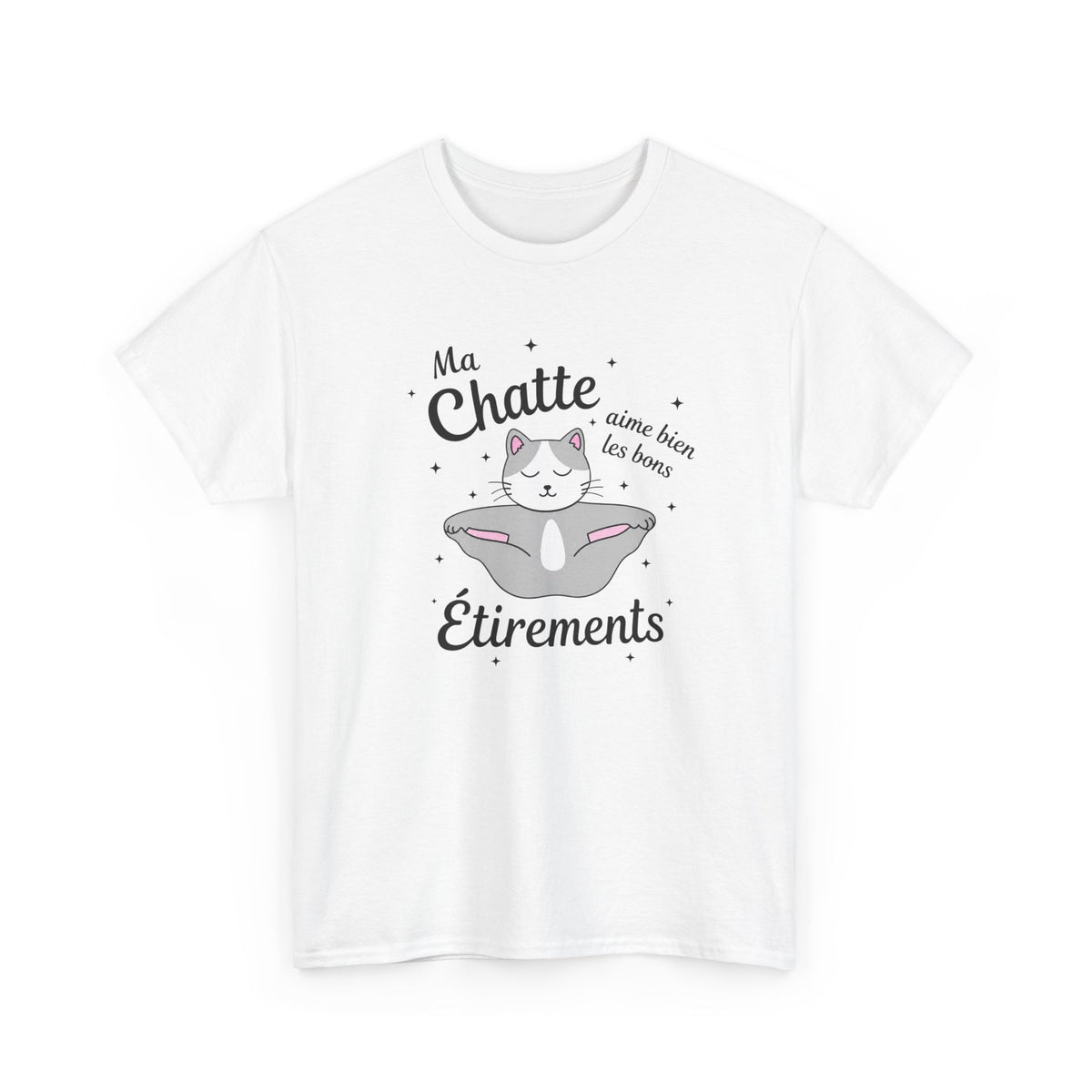 Tee-Shirt Chat Humour Femme – Félin Yoga Étirements – Cadeau Original Drôle pour Amoureuse des Chats