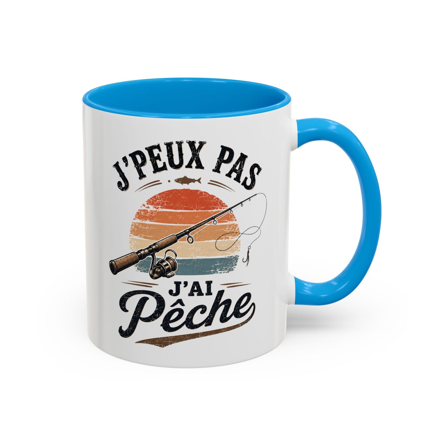 Tasse J’Peux Pas J’Ai Pêche – Mug Pêche Vintage Humoristique – Cadeau Pêcheur Homme Nature 325ml