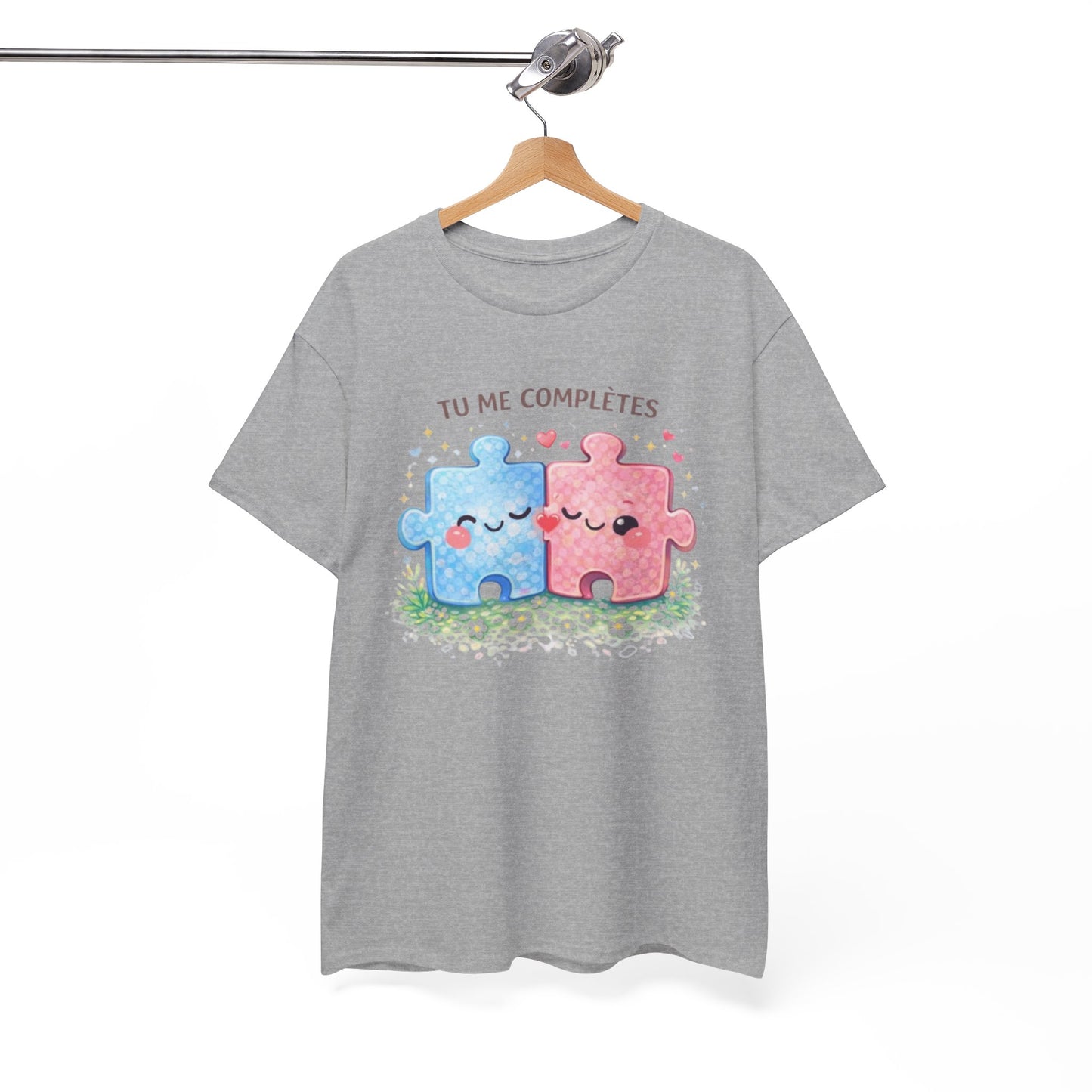 Tee Shirt Tu Me Complètes Puzzle Couple Amour – T-shirt Romantique Saint Valentin – Idée Cadeau
