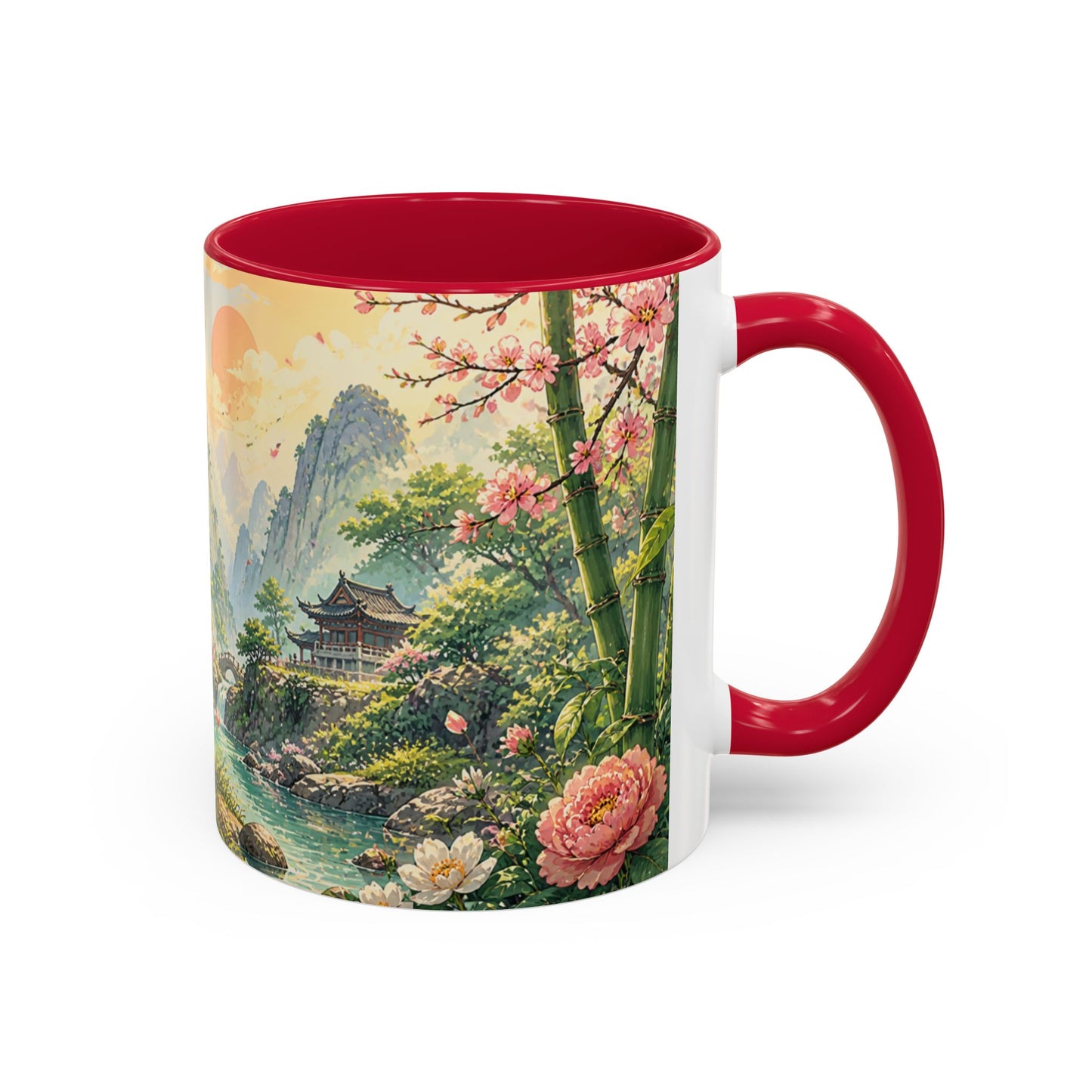 Tasse Panda Bambou – Mug Nature Asiatique avec Fleurs et Paysage Japonais Zen – Cadeau Animal Mignon 325ml