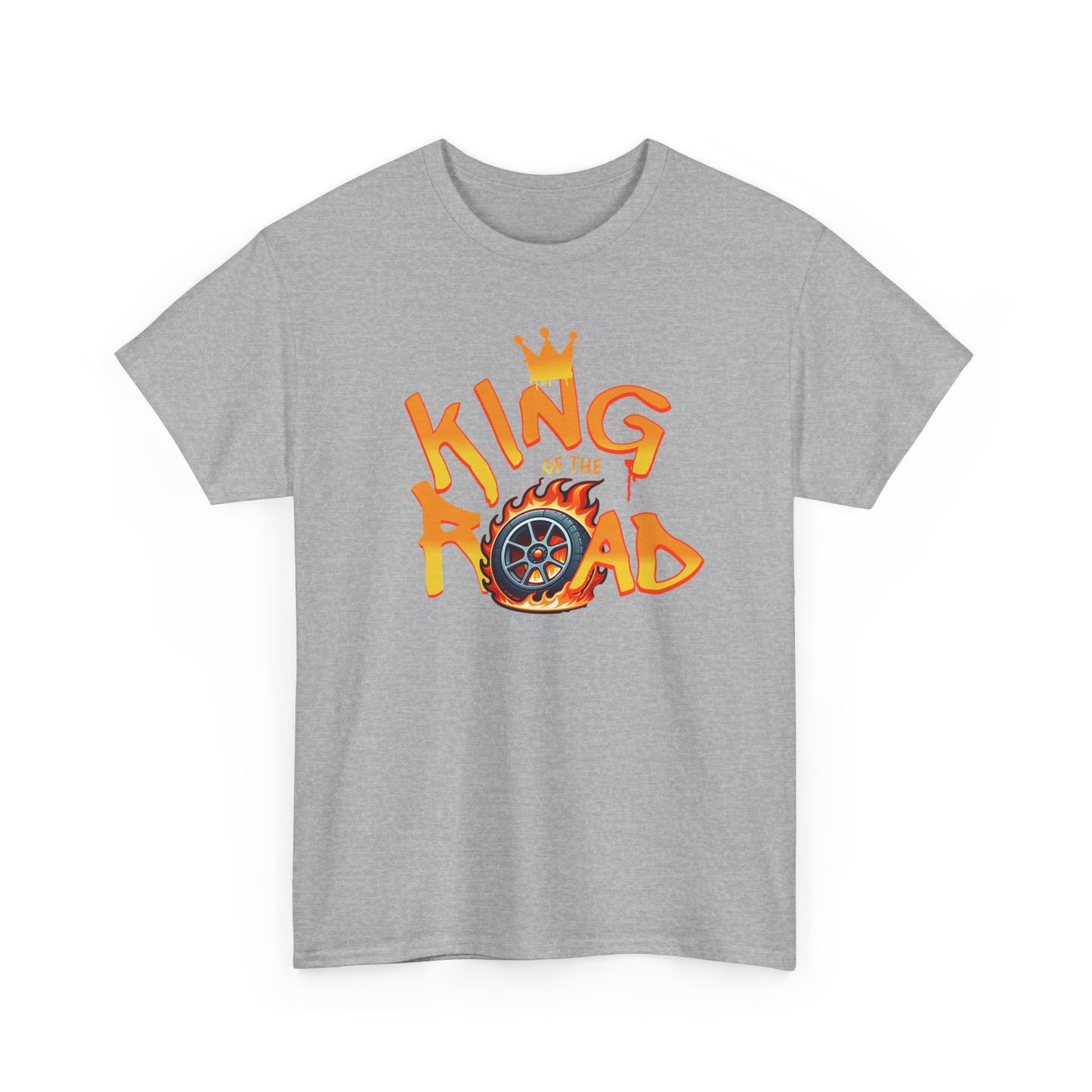 T-Shirt King of the Road Homme Femme – Tee Shirt Voiture Racing Flamme – Cadeau Passion Auto Noir Blanc Gris