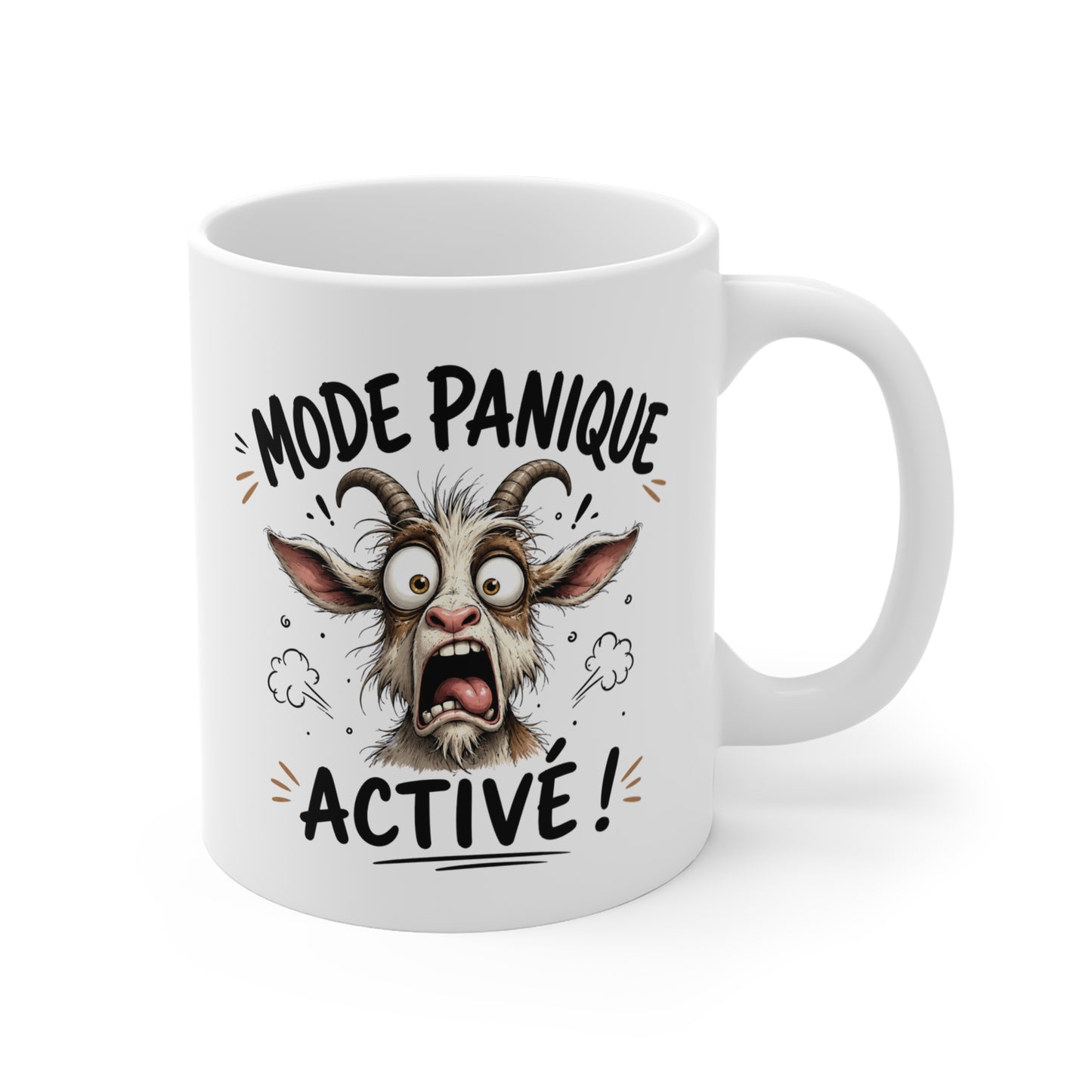 Tasse Mode Panique Activé – Mug Chèvre Humour Drôle – Cadeau Original Animal Fun 325ml