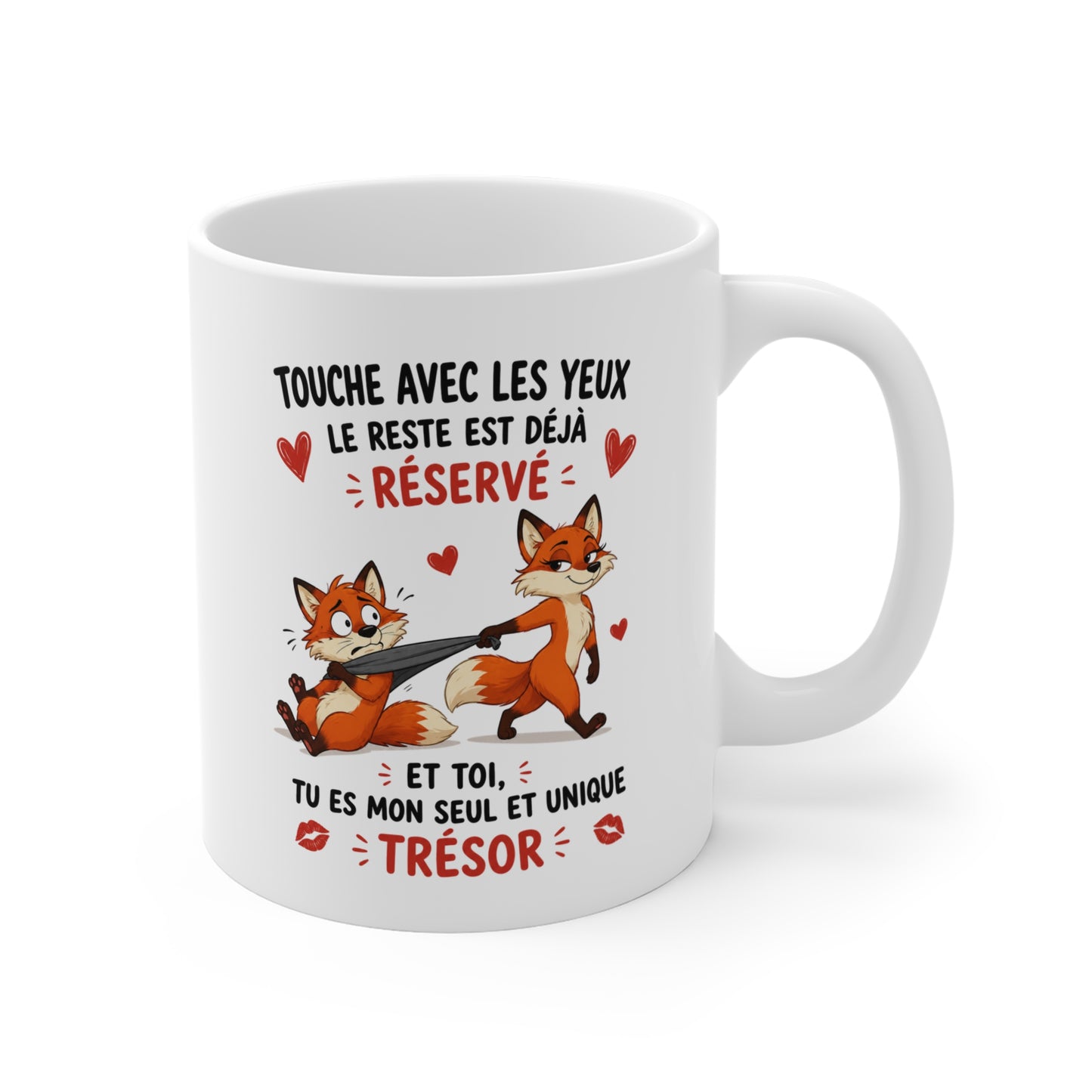 Tasse Couple Renard Humour – Mug Animaux Amoureux Romantique – Cadeau Couple Original 325ml