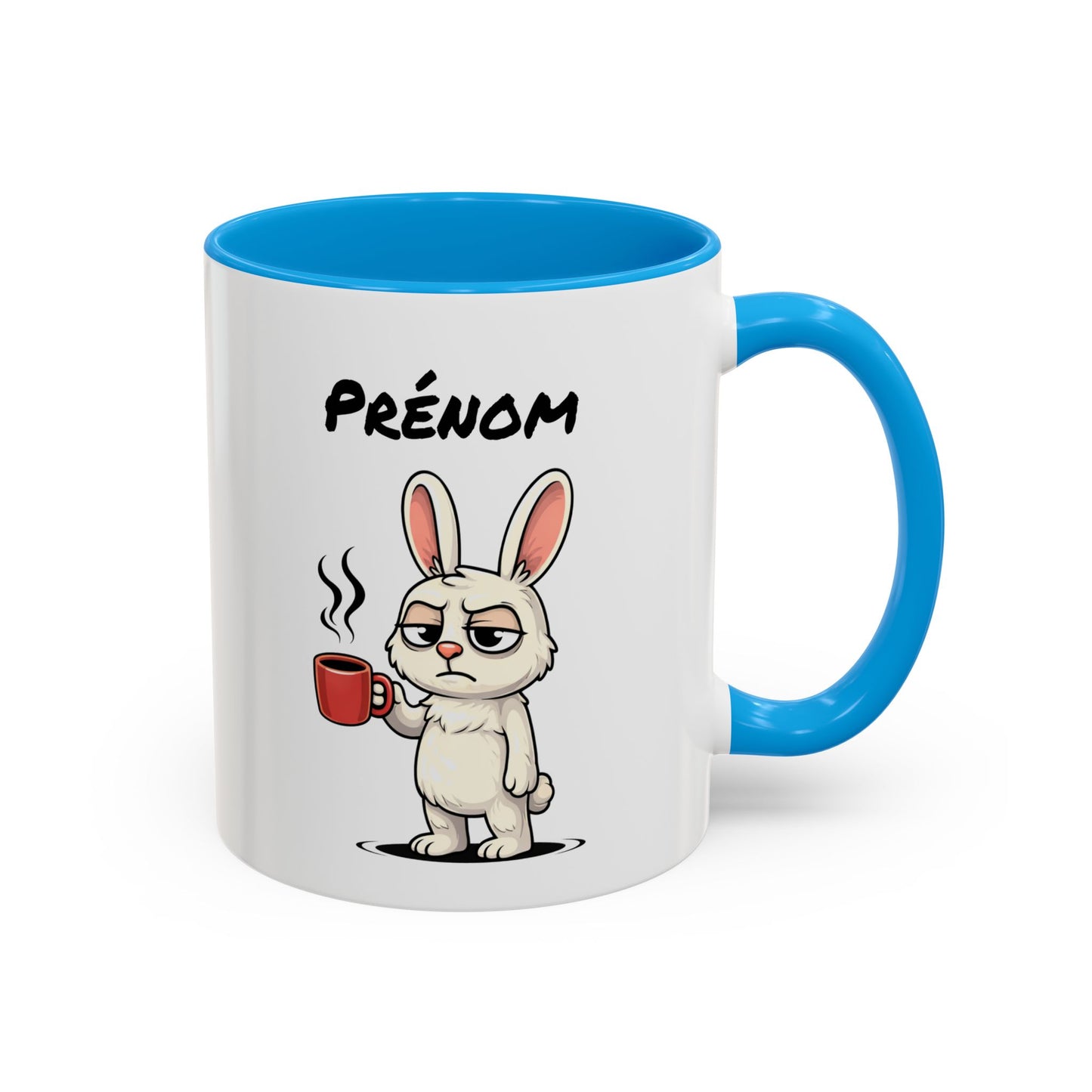 Mug Lapin Fatigué Personnalisable 325ml – Tasse Café Humoristique Animal Mignon Drôle Réveil Difficile