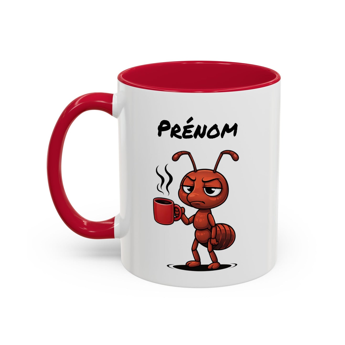 Mug Fourmi Fatiguée Personnalisable 325ml – Tasse Café Humoristique Prénom Cadeau Original Noir Bleu Rouge