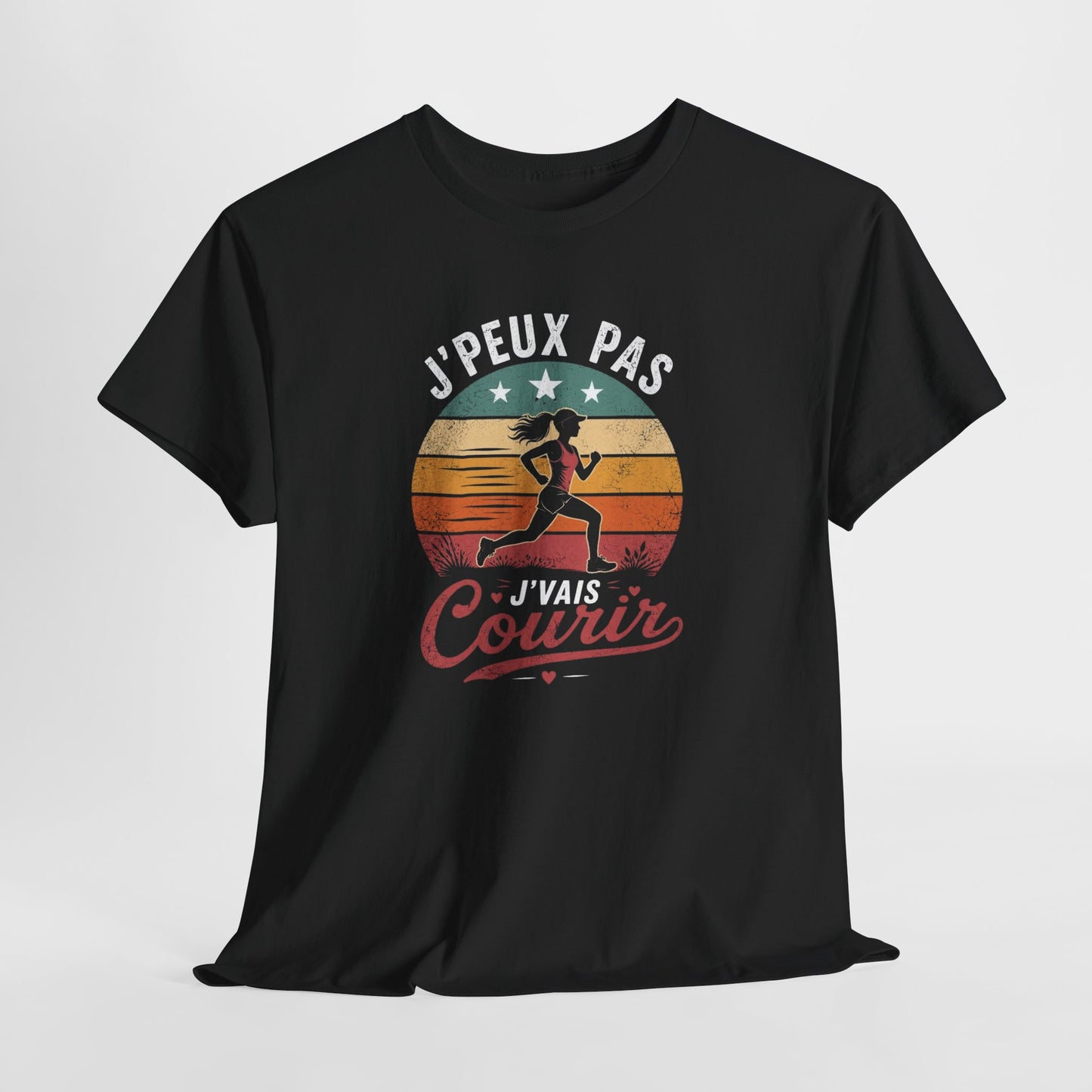 T-Shirt Running Femme Humour – J’Peux Pas J’Vais Courir – Tee Shirt Course à Pied Vintage Sport