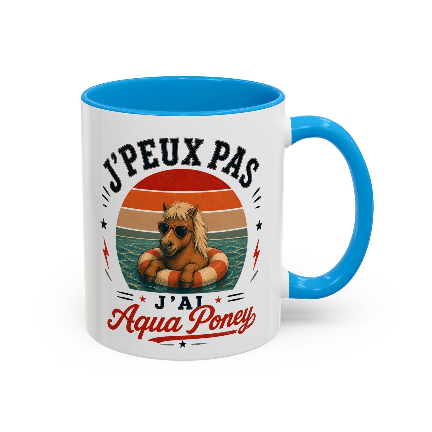 Tasse J’Peux Pas J’Ai Aqua Poney – Mug Humour Vintage avec Poney – Cadeau Drôle Homme Femme 325ml