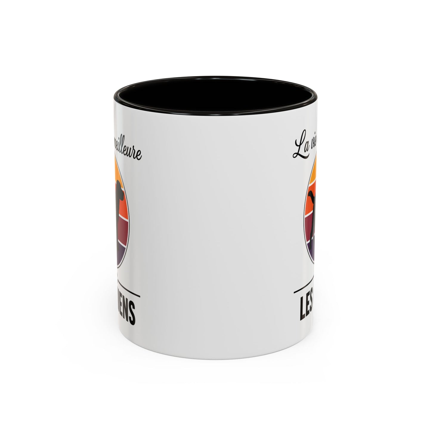 Mug Chien Homme et Femme – Tasse pour Maître et Maîtresse – Cadeau Amoureux des Chiens – Idée Cadeau Passionné Canin et Propriétaire de Chien – 325 ml Noir Bleu Rouge