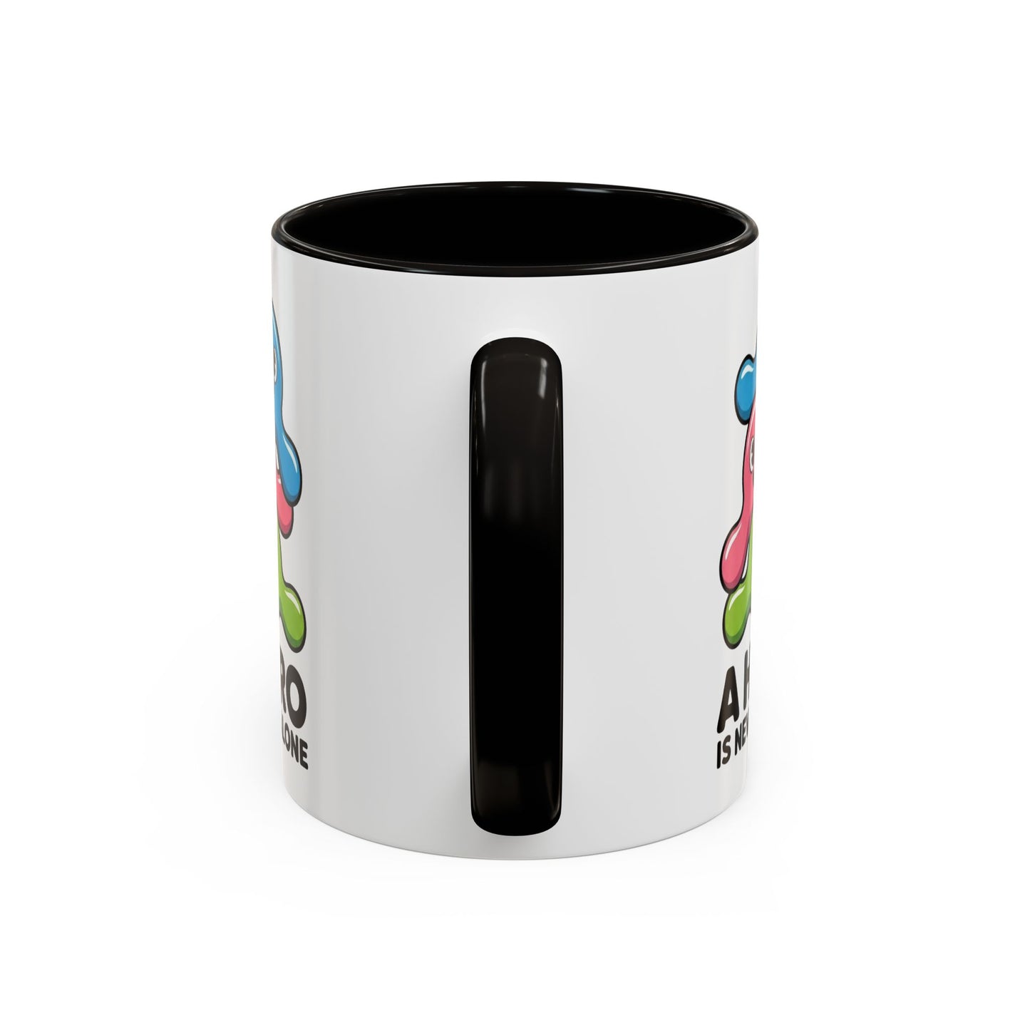 Mug Bactéries Humoristique – Tasse Microbes Fun A Hero Is Never Alone – Cadeau Original Drôle – Céramique 325ml Noir Bleu Rouge