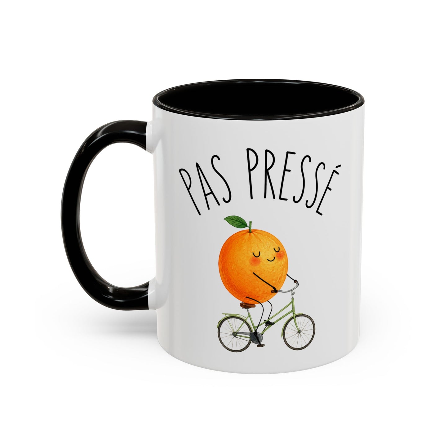 Tasse Humoristique “Pas Pressé” – Mug Orange Mignonne à Vélo – Design Relax et Fun 325ml