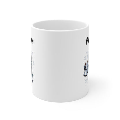 Tasse Personnalisable Pingouin 325ml – Mug Hiver Café Flocons – Cadeau Original avec Prénom en Céramique