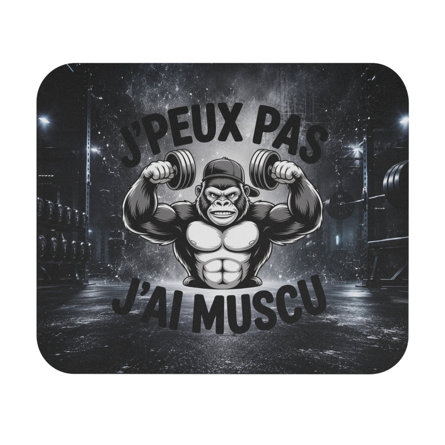 Tapis de Souris 22x18cm J’Peux Pas J’Ai Muscu – Gorille Bodybuilder Humour – Cadeau Musculation Fitness Homme Femme – Bureau Gaming