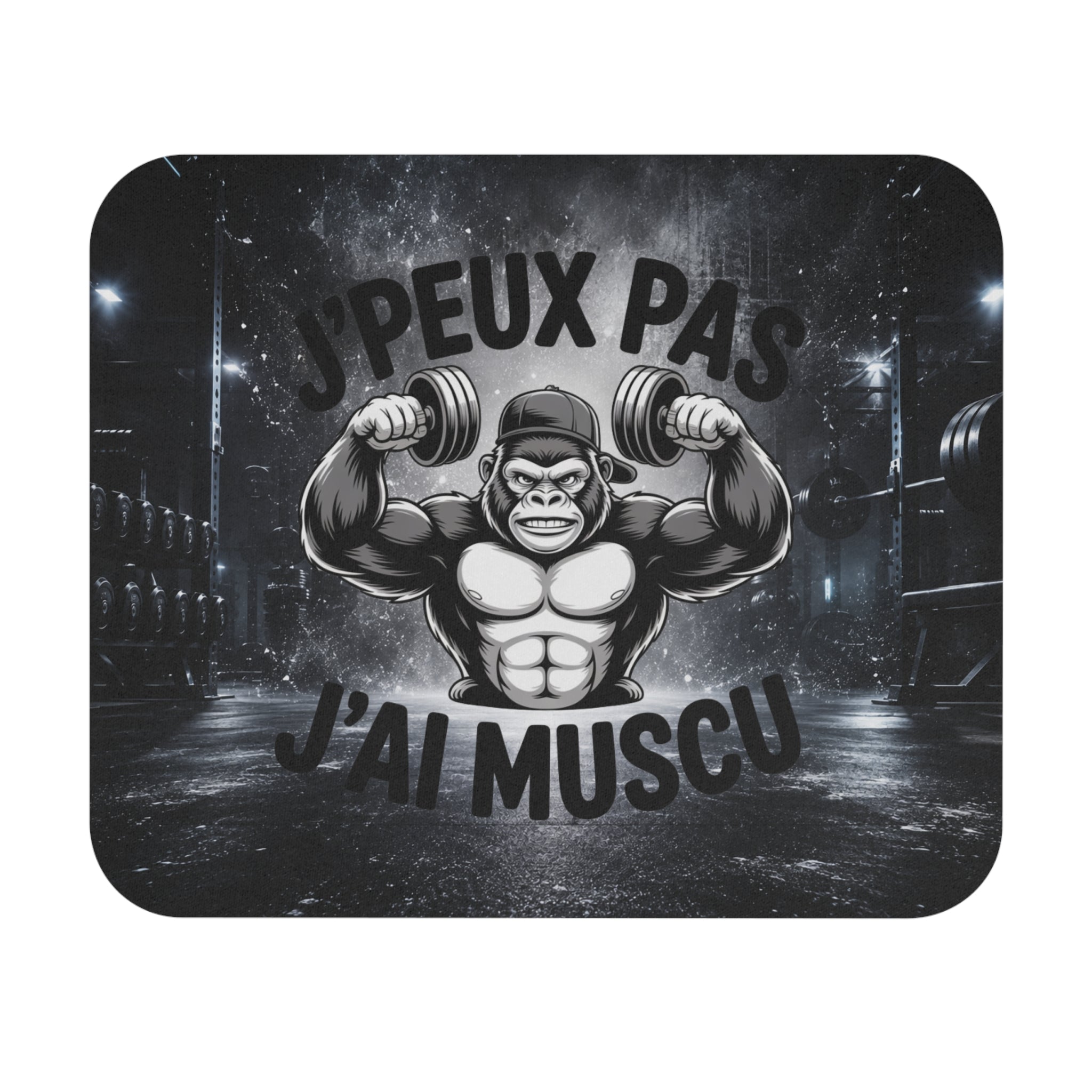 Tapis de Souris 22x18cm J’Peux Pas J’Ai Muscu – Gorille Bodybuilder Humour – Cadeau Musculation Fitness Homme Femme – Bureau Gaming