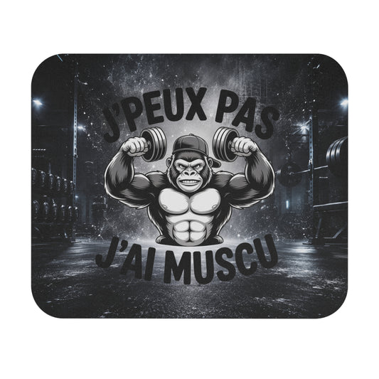 Tapis de Souris 22x18cm J’Peux Pas J’Ai Muscu – Gorille Bodybuilder Humour – Cadeau Musculation Fitness Homme Femme – Bureau Gaming
