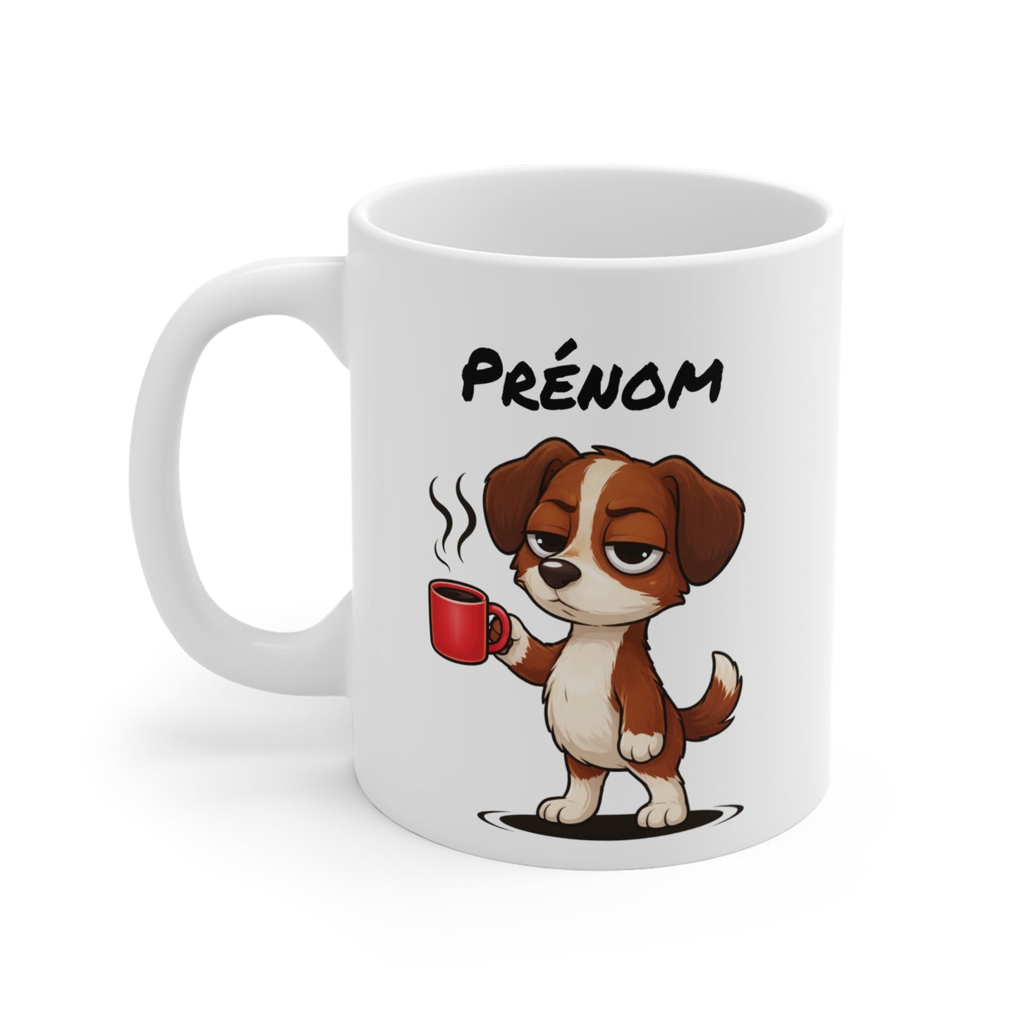 Mug Chien Fatigué Personnalisable 325ml – Tasse Café Humoristique Prénom Cadeau Original