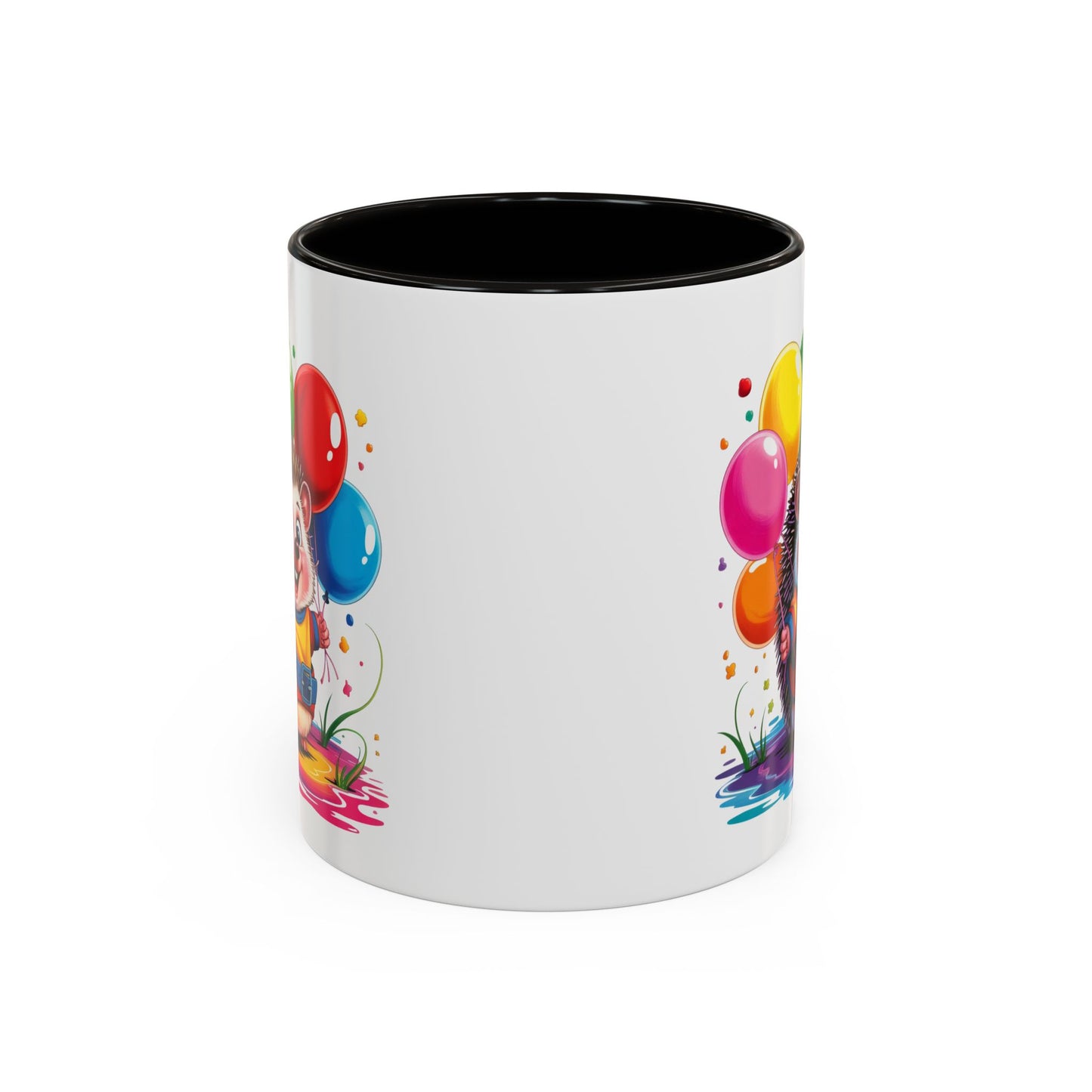 Mug Hérisson Kawaii avec Ballons Multicolores – Tasse Mignonne Cadeau Original Anniversaire et Fête – Céramique 325ml