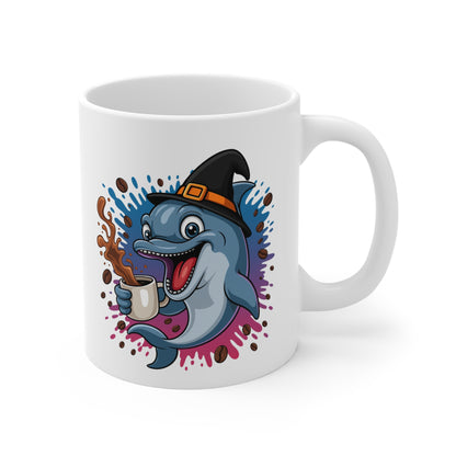 Mug Halloween Dauphin Sorcier – Tasse Céramique 325ml Café Thé Chocolat Chaud – Cadeau Original et Amusant