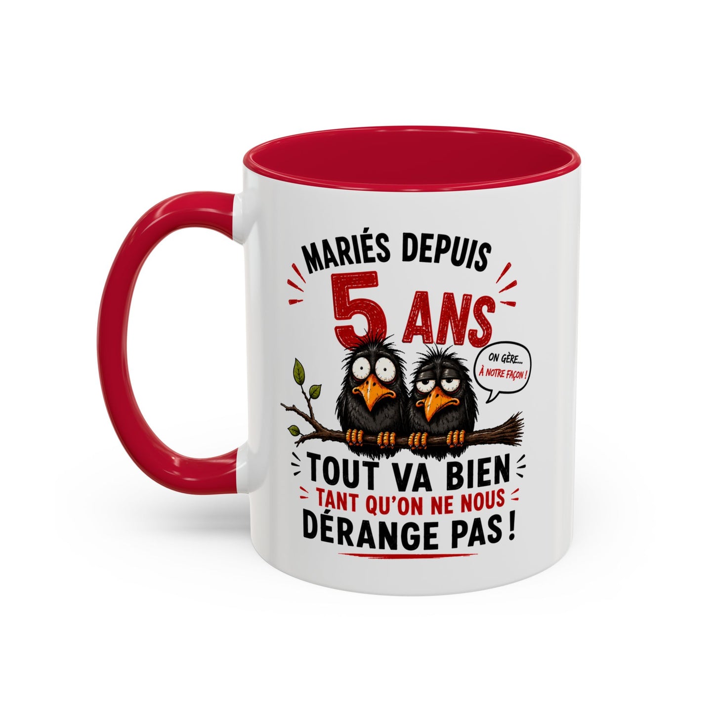 Tasse Mariés Depuis 5 Ans – Mug Humour Anniversaire de Mariage Homme Femme – Cadeau Couple 5 Ans de Mariage 325 ml