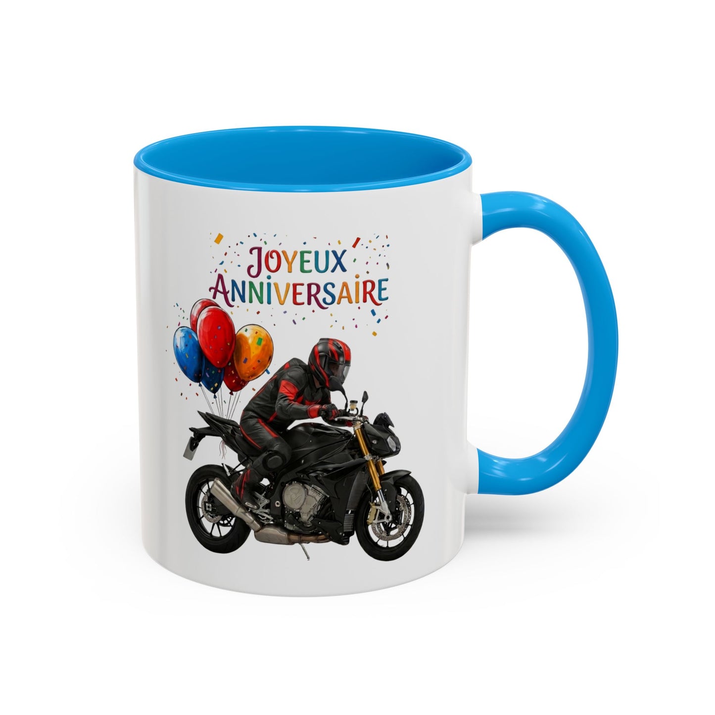 Mug Anniversaire Motard Homme – Tasse Moto Sportive – Idée Cadeau Original Passionné de Moto et Motocyclisme Noir Bleu Rouge