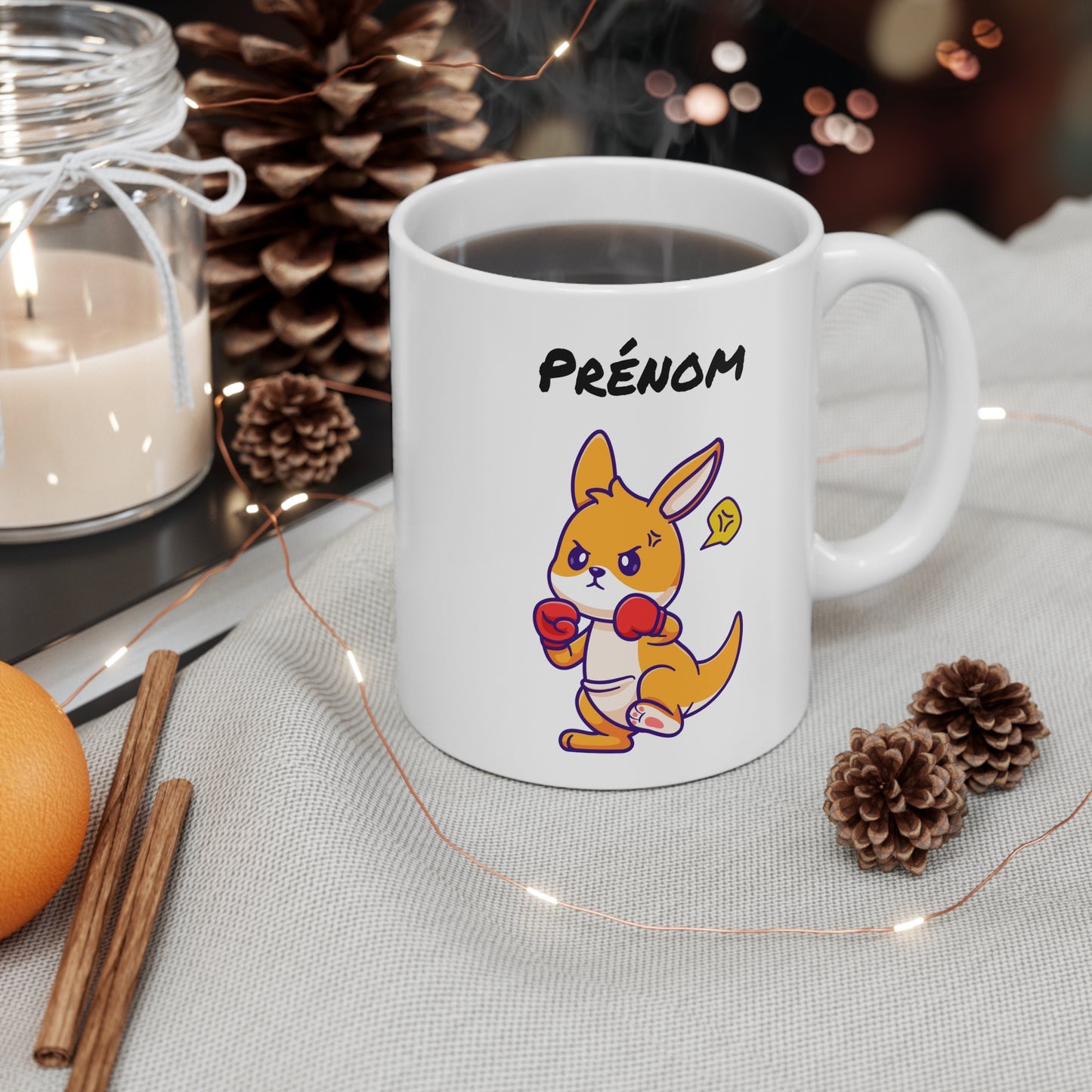 Tasse Personnalisable Kangourou Boxeur – Mug Sportif et Mignon – Cadeau Motivation Humour Céramique 325ml