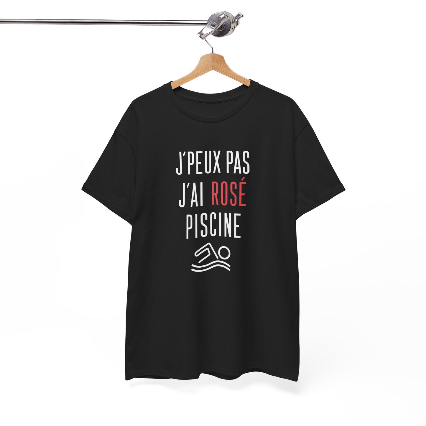 T-Shirt Apéro Piscine Humour – J’Peux Pas J’Ai Rosé Piscine – Tee Shirt Été Vacances Soleil – Cadeau Homme Femme