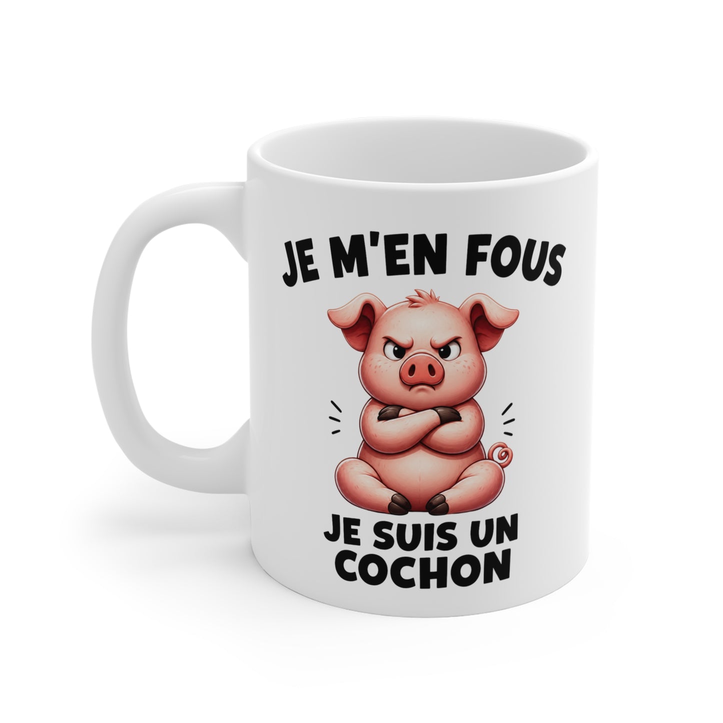 Tasse Je M’en Fous Je Suis Un Cochon – Mug Humour Cochon Mignon et Grincheux – Cadeau Homme Femme 325ml