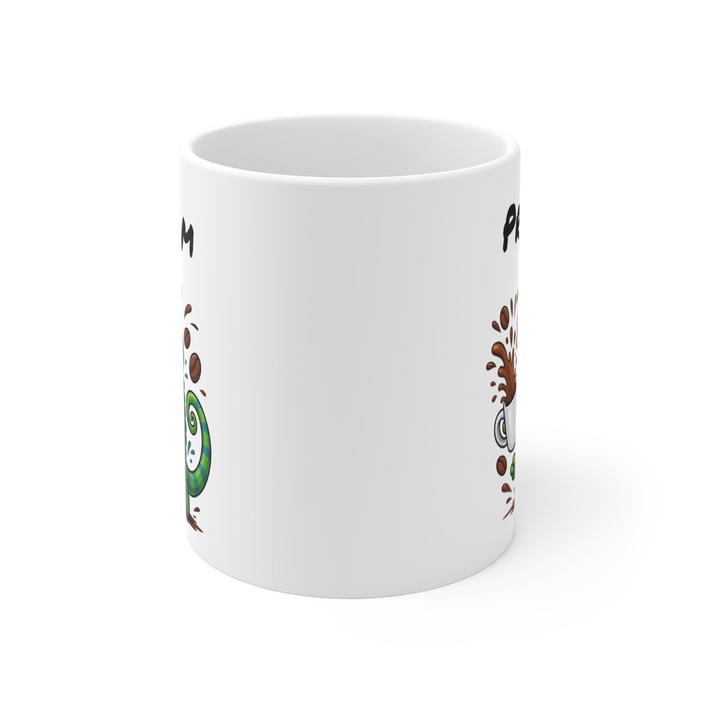 Tasse Personnalisable Caméléon Café – Mug Prénom Cartoon – Cadeau Original Amateur de Café 325ml