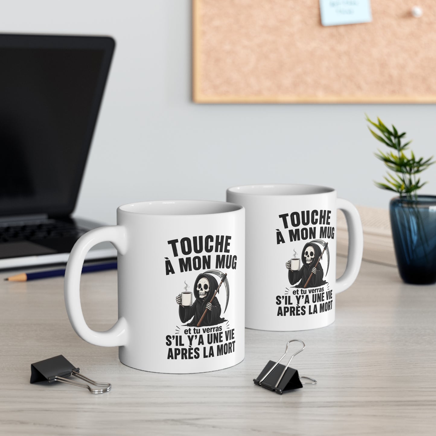 Tasse Touche À Mon Mug et Tu Verras S’Il Y A Une Vie Après la Mort – Mug Humour Noir Gothique – Cadeau Homme Femme 325ml
