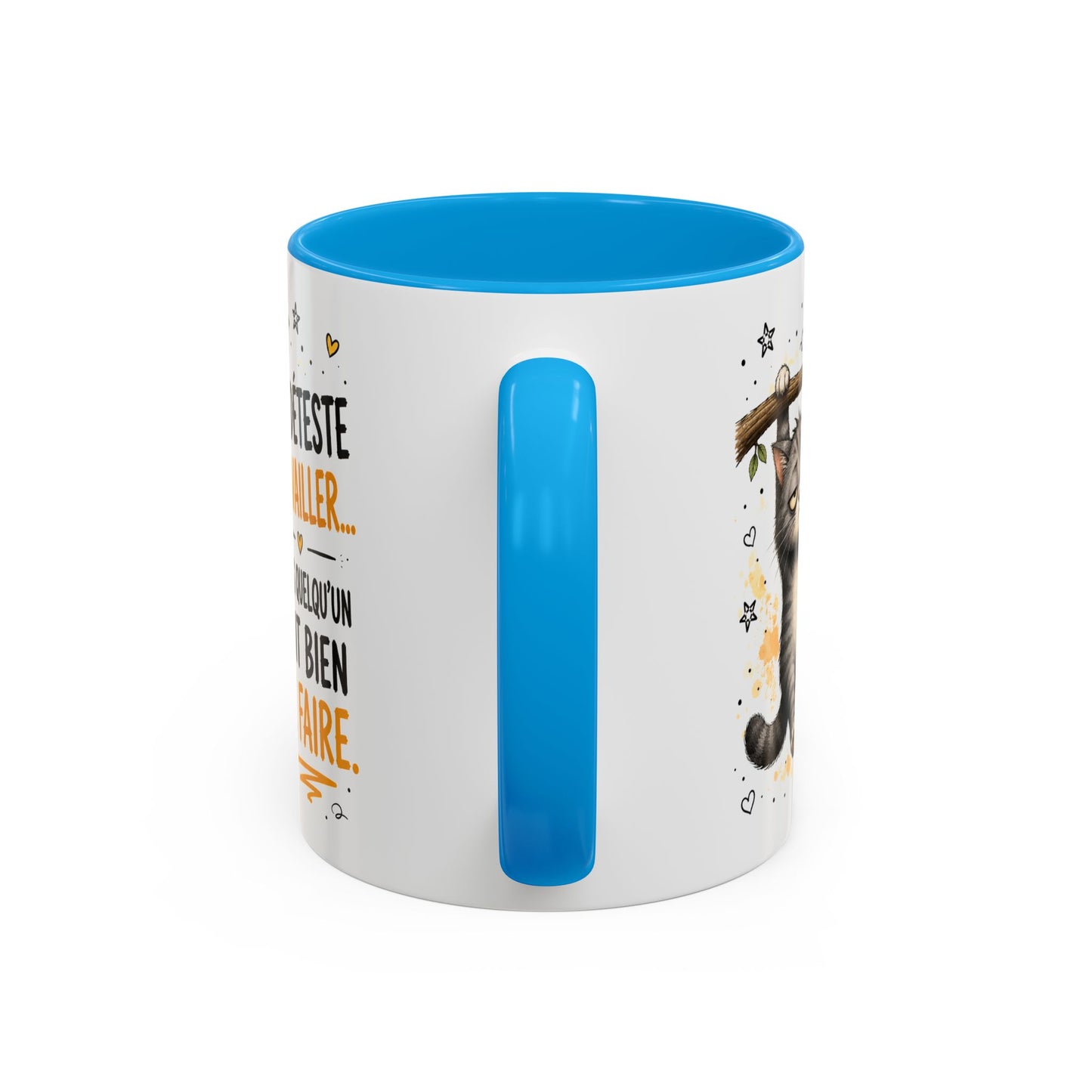 Tasse Chat Drôle Homme Femme – Mug Je déteste travailler mais quelqu'un doit bien le faire – Cadeau Humour Bureau 325 ml