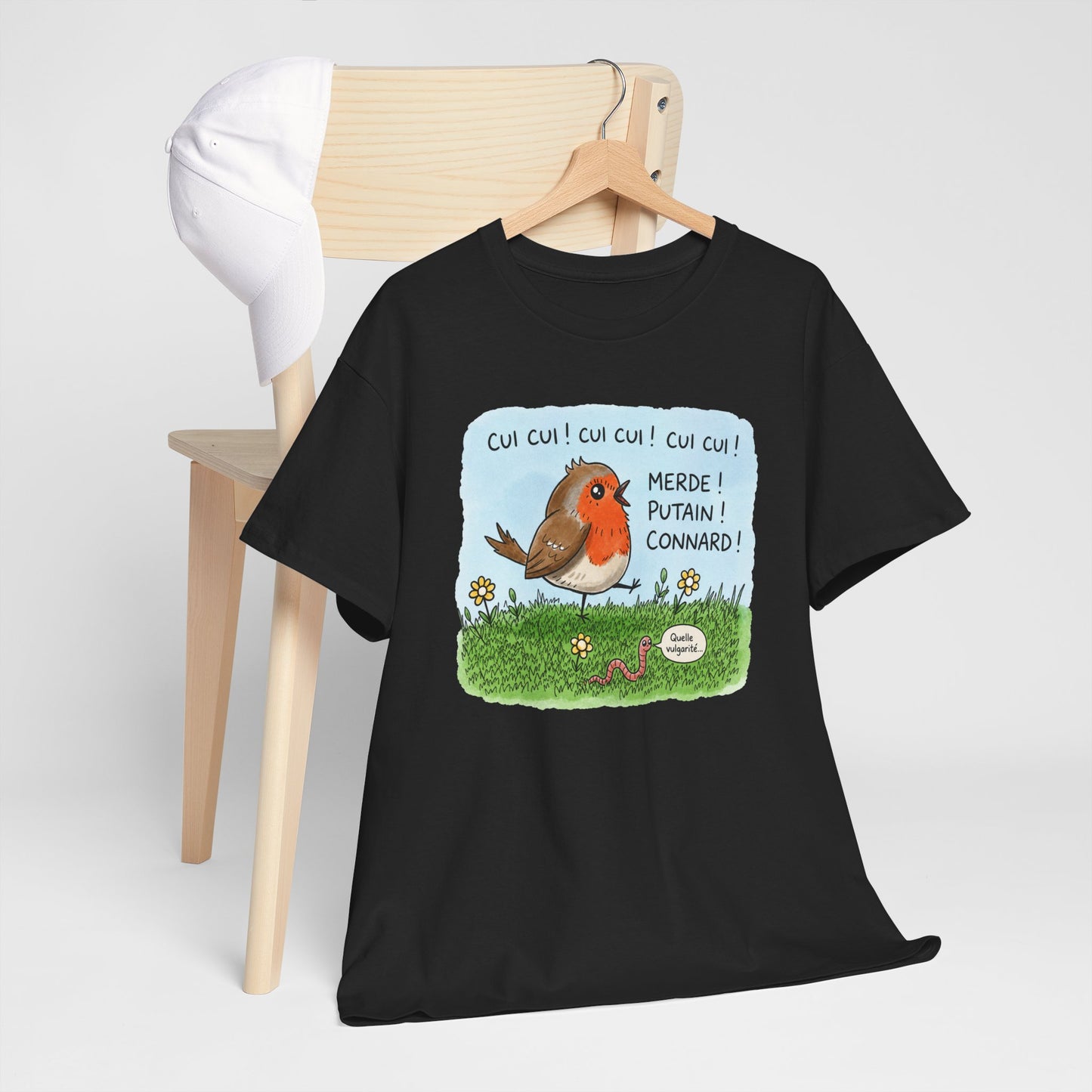 Tee-Shirt Oiseau Humour Décalé – Rouge-Gorge Amusant – Cadeau Humour Nature Homme Femme Adulte