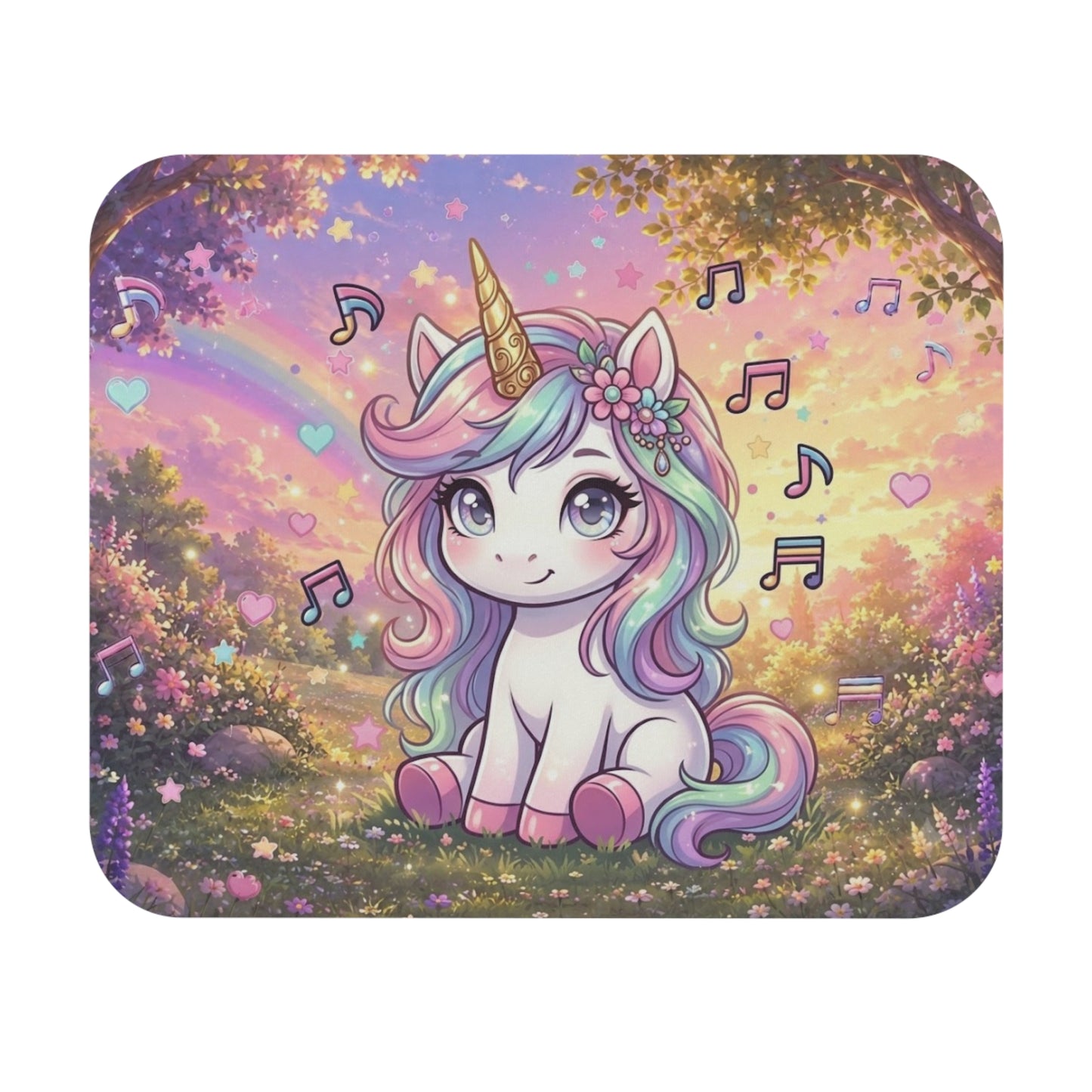 Tapis de Souris 22x18cm Licorne Kawaii – Design Arc-en-Ciel Pastel – Accessoire Bureau Gaming – Cadeau Femme Fille Amateur d’Univers Féérique