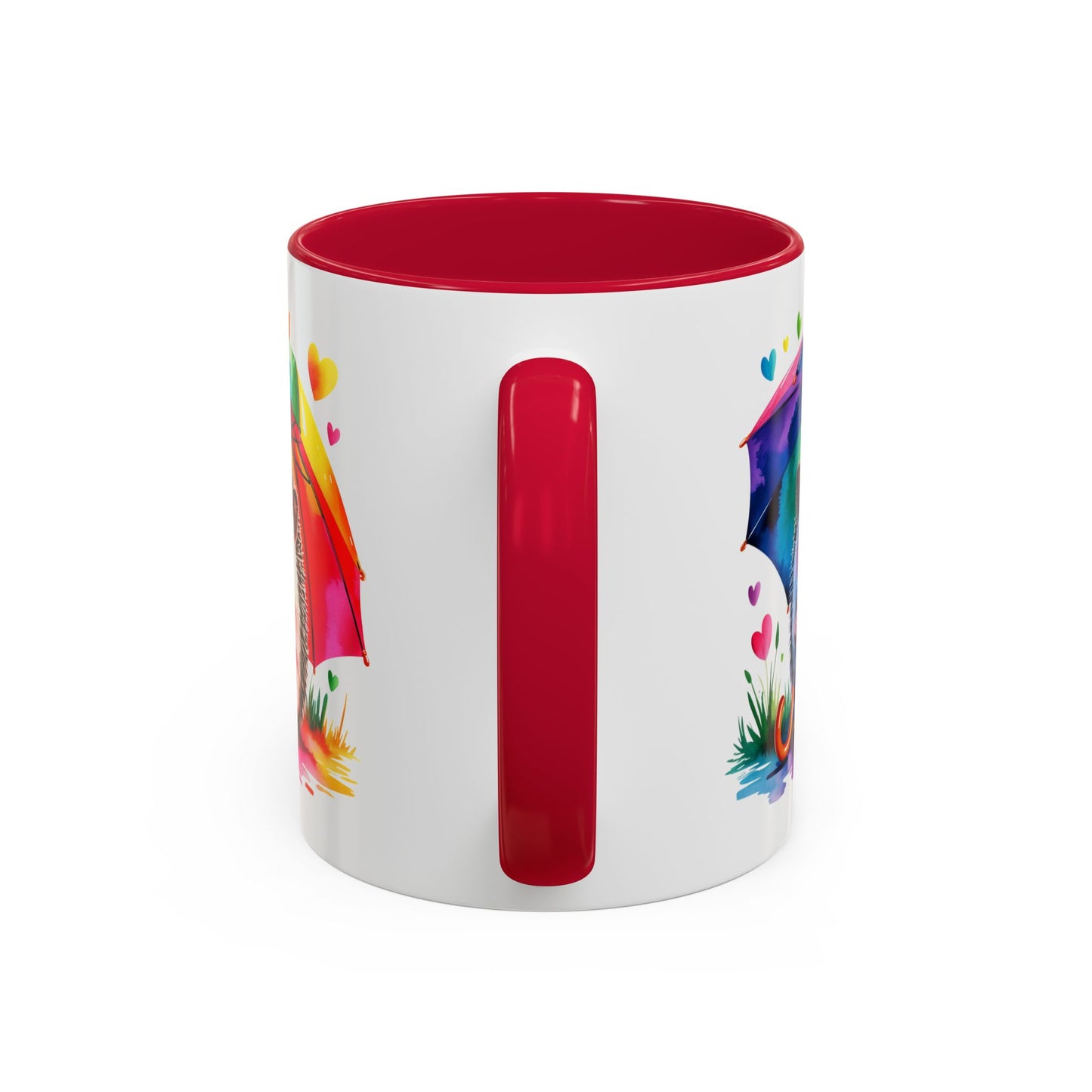Mug Hérisson Kawaii avec Parapluie Arc-en-Ciel – Tasse Colorée et Mignonne – Cadeau Original Amoureux des Animaux – Céramique 325ml