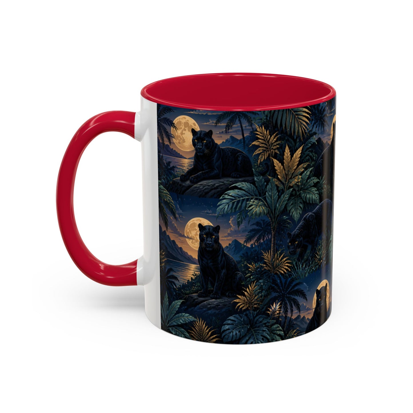 Tasse Panthère Noire Jungle Tropicale – Mug Animal Sauvage et Lune – Design Mystique Nocturne – Céramique 325ml