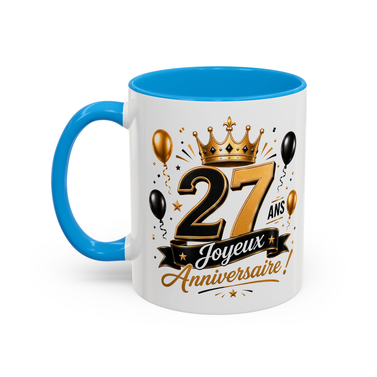 Mug Joyeux 27 Ans – Tasse Anniversaire 27 Ans – Cadeau Original pour Femme Homme – Idée Cadeau 27e Anniversaire Noir Bleu Rouge