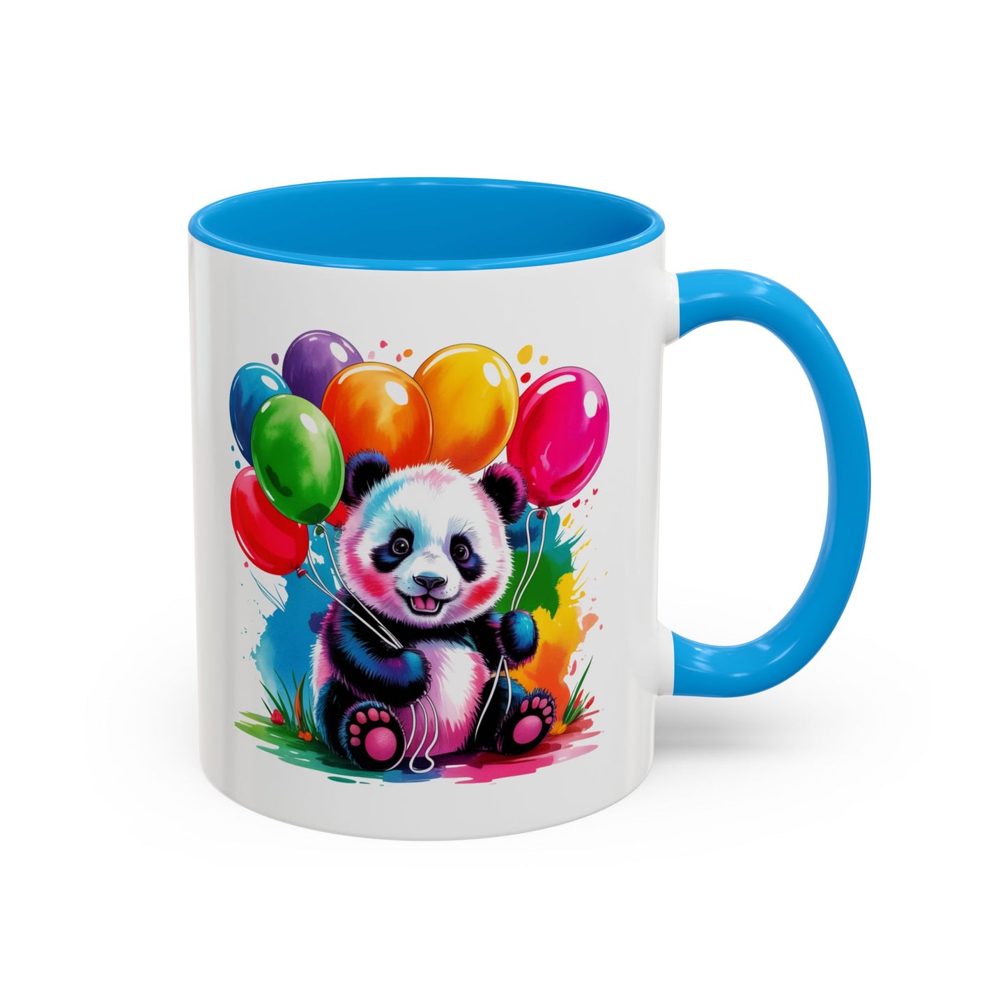 Mug Panda Kawaii avec Ballons Multicolores – Tasse Mignonne Cadeau Anniversaire et Fête – Céramique 325ml