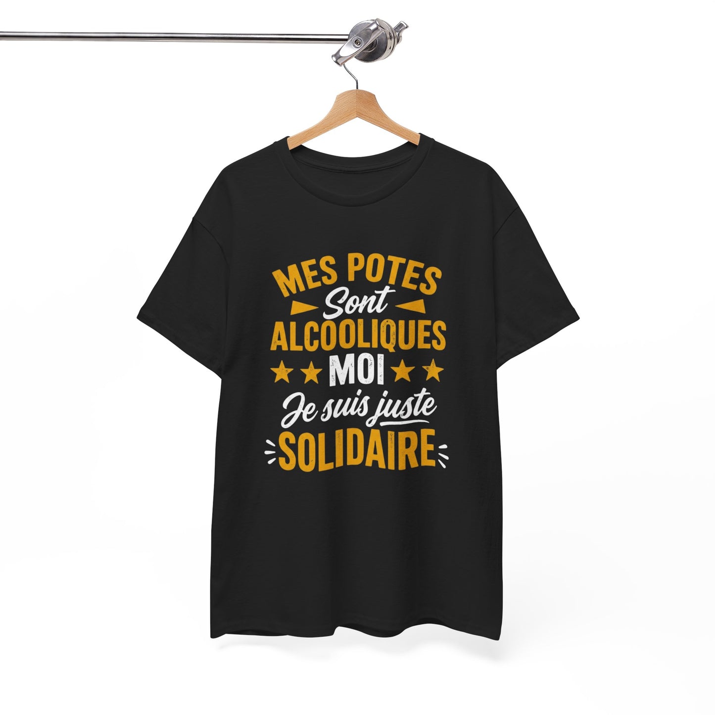 T-Shirt Humour Apéro Homme Femme – Mes Potes Sont Alcooliques Moi Je Suis Juste Solidaire – Tee Shirt Drôle Alcool