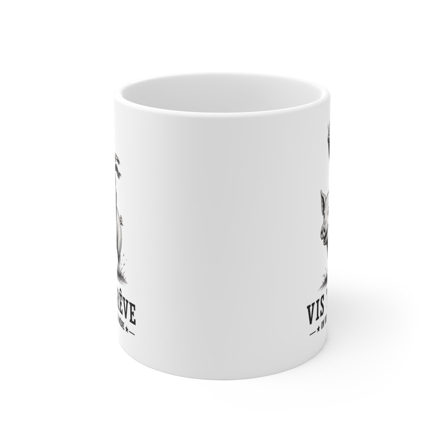 Tasse Vis Ton Rêve On Verra Bien Où Ça Mène – Mug Humour Singe Cochon Vintage – Cadeau Homme Femme 325 ml