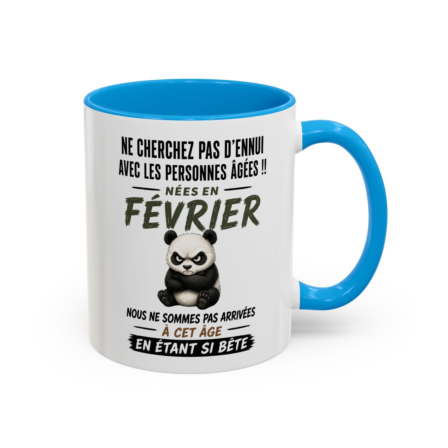 Tasse Humour Personnes Nées en Février – Mug Panda Drôle Senior Retraité – Cadeau Anniversaire Homme Femme 325ml