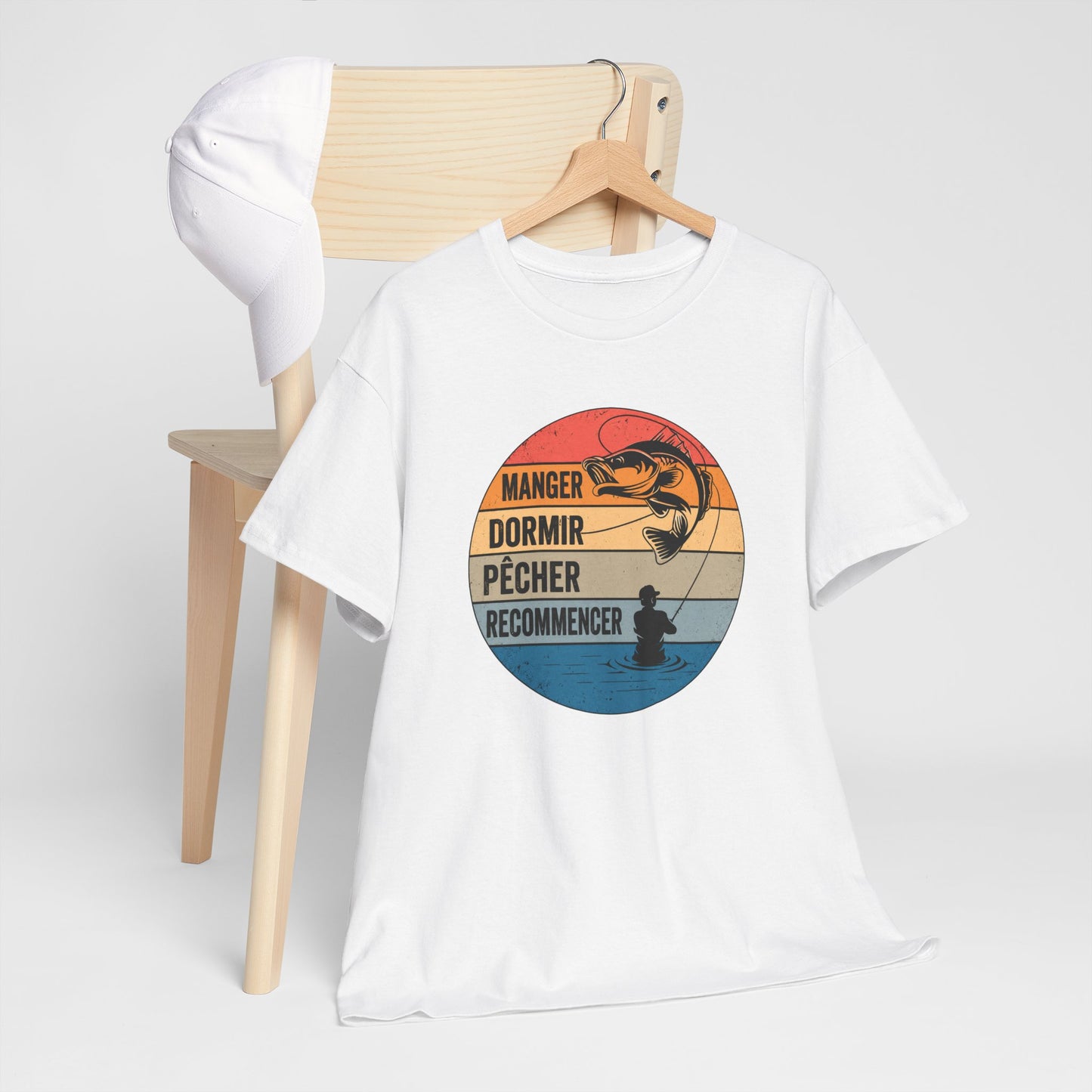 T-Shirt Pêche Homme et Femme – Cadeau Pêcheur Passionné – Pêche Poisson Canne à Pêche – Style Vintage Rétro – Idée Cadeau