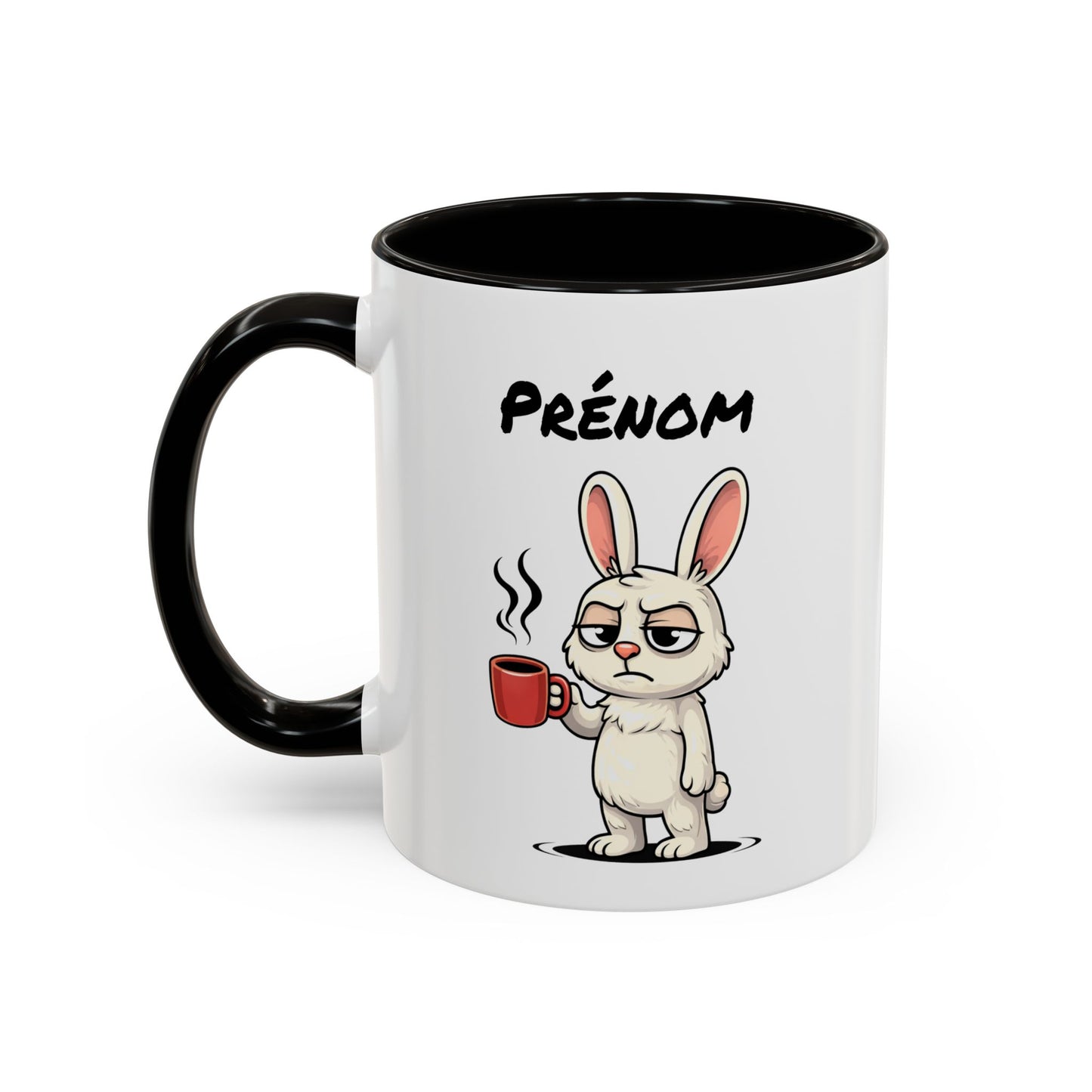 Mug Lapin Fatigué Personnalisable 325ml – Tasse Café Humoristique Animal Mignon Drôle Réveil Difficile