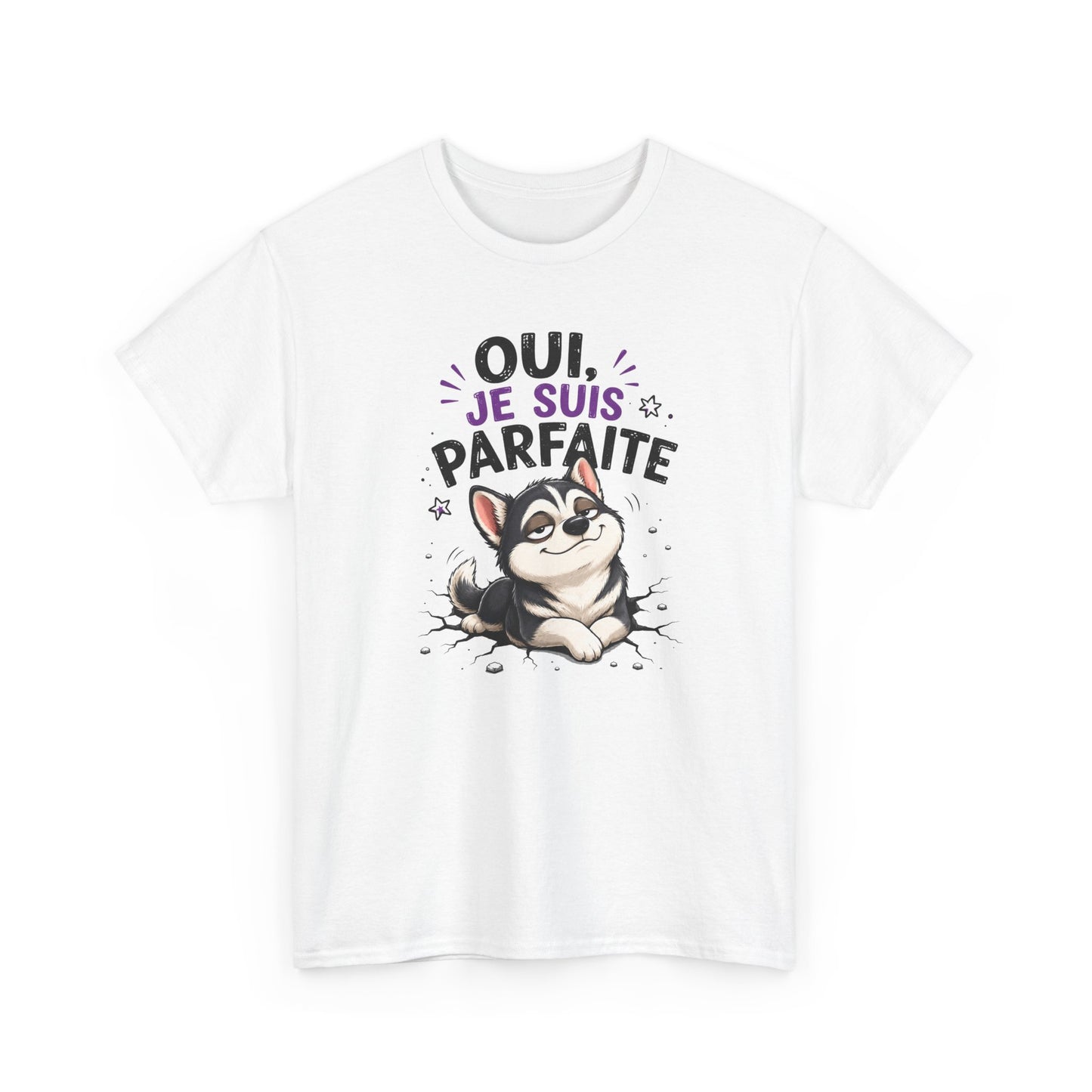 Tee-Shirt Femme Humour Chien Husky – Idée Cadeau Drôle Original Femme – Vêtement Humoristique Amoureuse des Chiens Anniversaire