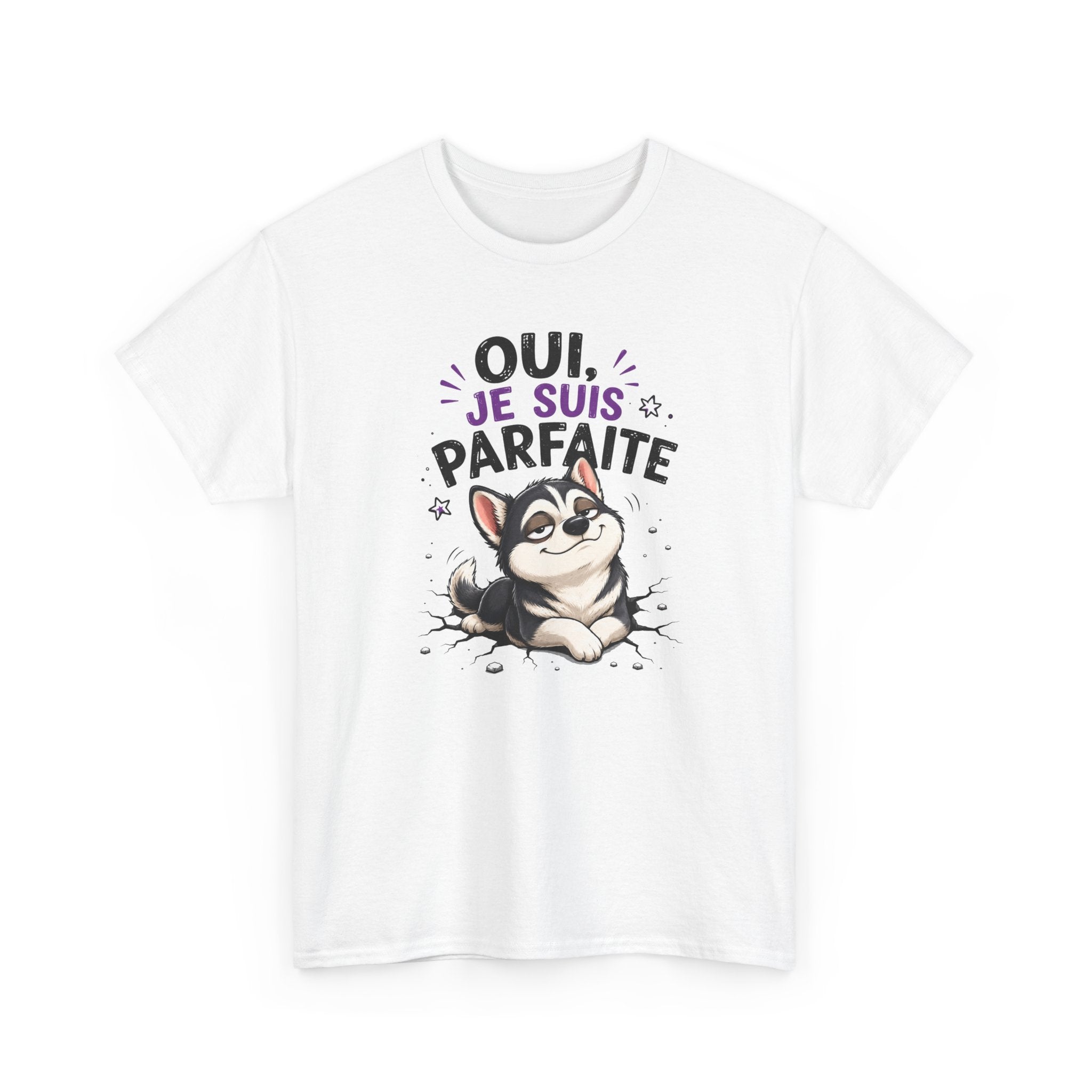 Tee-Shirt Femme Humour Chien Husky – Idée Cadeau Drôle Original Femme – Vêtement Humoristique Amoureuse des Chiens Anniversaire
