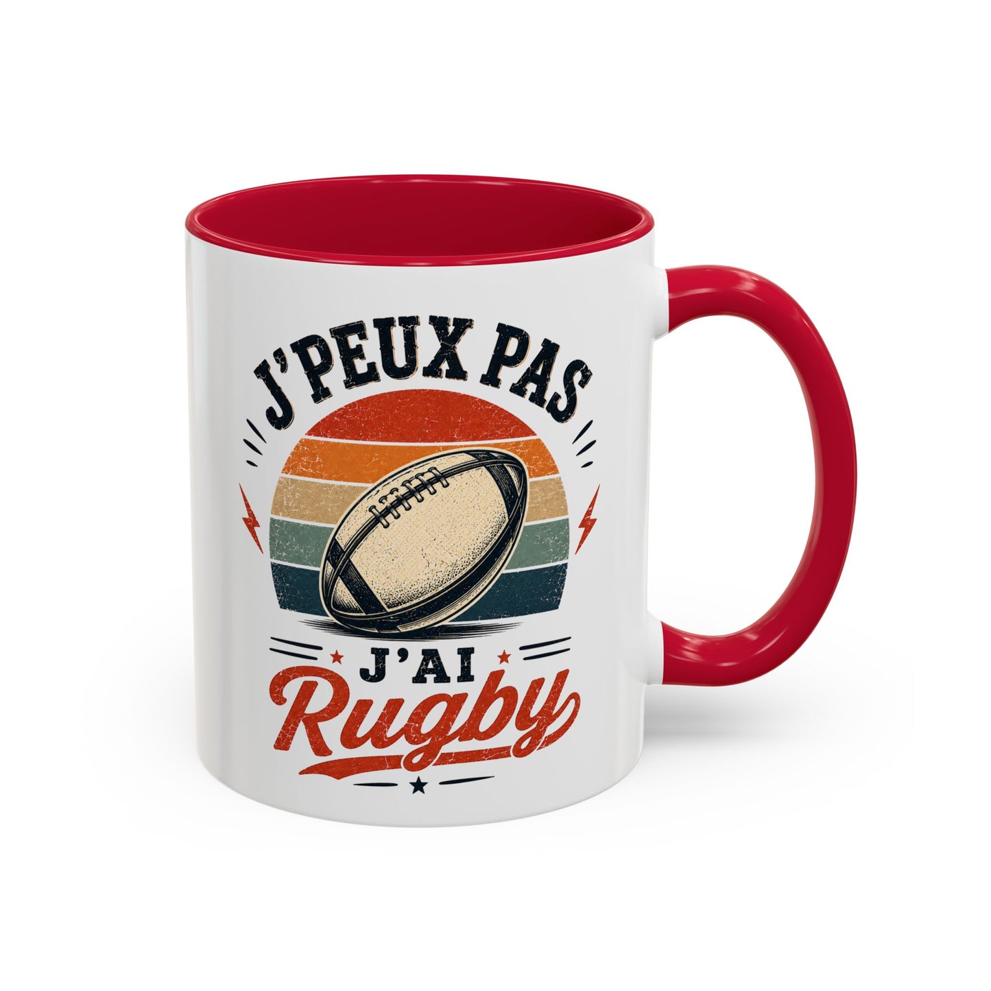Tasse J’Peux Pas J’Ai Rugby – Mug Rugby Vintage Humoristique – Cadeau Rugbyman Homme Femme 325ml