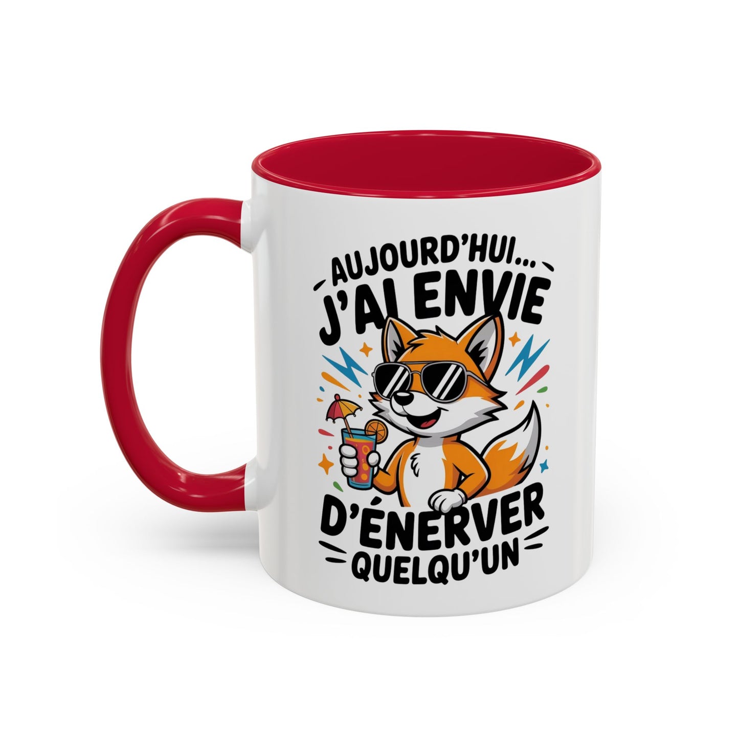 Mug Renard Humoristique – Tasse Animal Drôle Citation Fun – Cadeau Original Humour – Céramique 325ml Noir Bleu Rouge