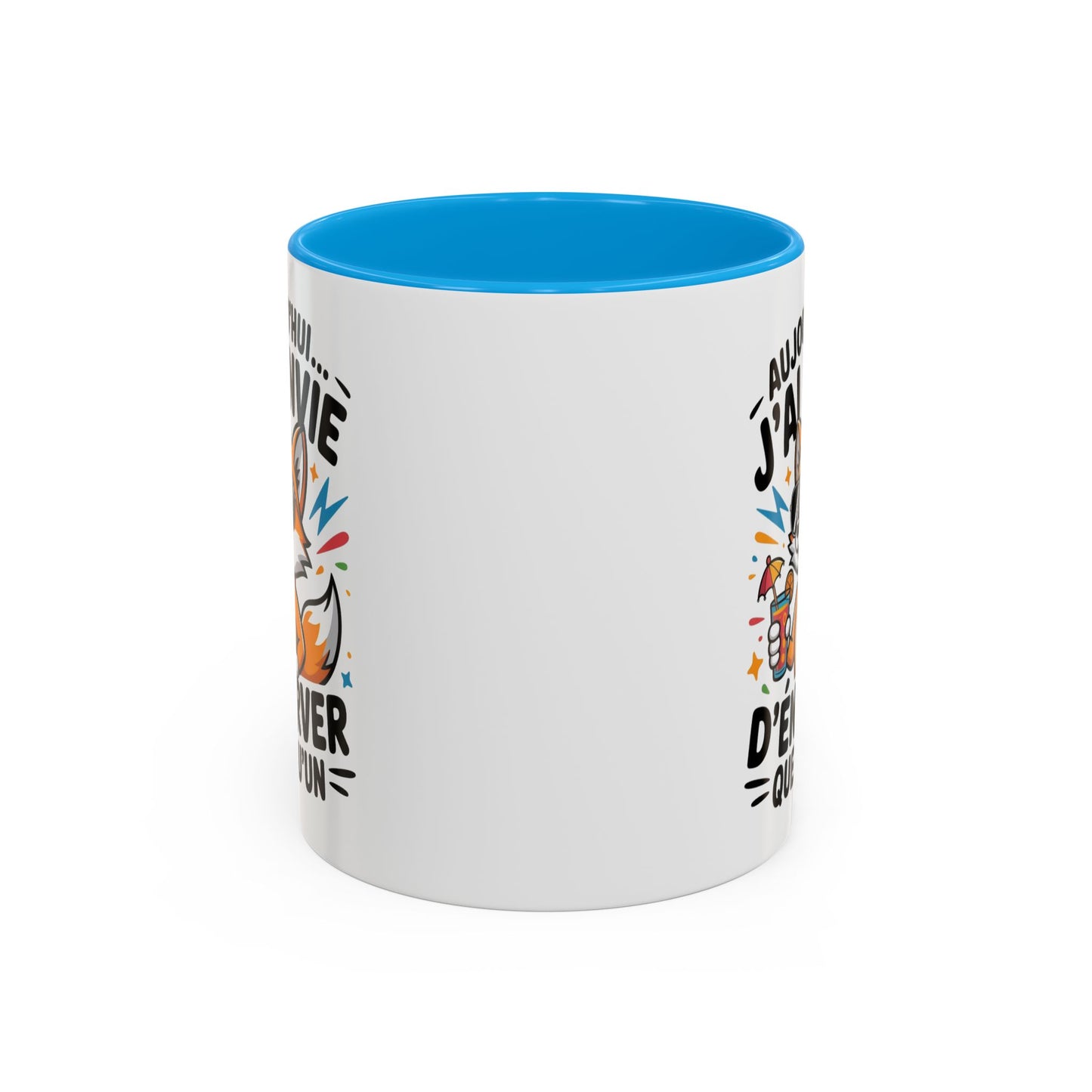 Mug Renard Humoristique – Tasse Animal Drôle Citation Fun – Cadeau Original Humour – Céramique 325ml Noir Bleu Rouge