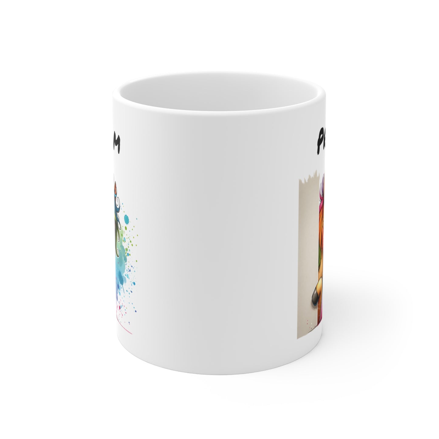 Tasse Personnalisable Cheval Mignon – Mug Prénom Illustration Colorée Arc-en-Ciel – Cadeau Animal Rigolo 325ml