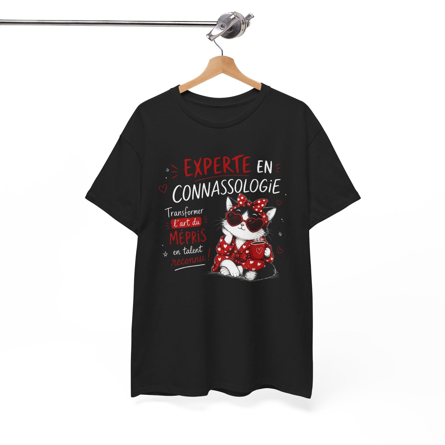 Tee-Shirt Experte en Connassologie – Cadeau Humour Femme Chat Sarcastique Drôle