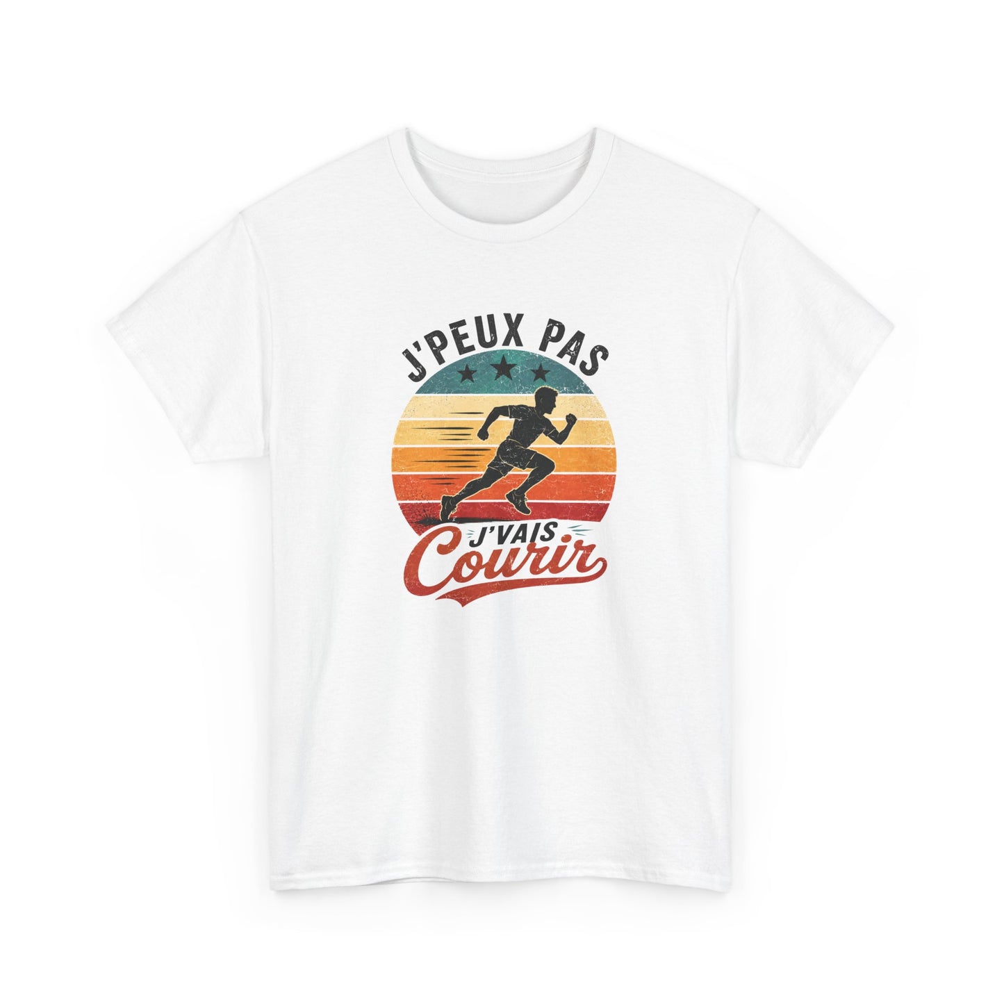 T-Shirt Running Homme Humour – J’Peux Pas J’Vais Courir – Tee Shirt Course à Pied Vintage Sport